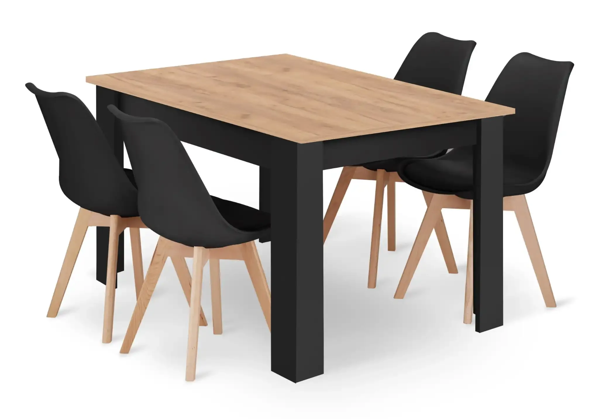 mark pravokutni stol 120x80 craft + 4 stolice,crna - slika 2