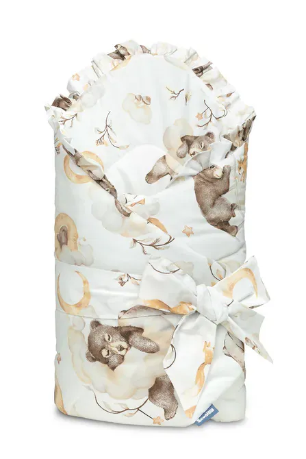 dvostrani poplun za bebe 75x75cm medo - slika 1
