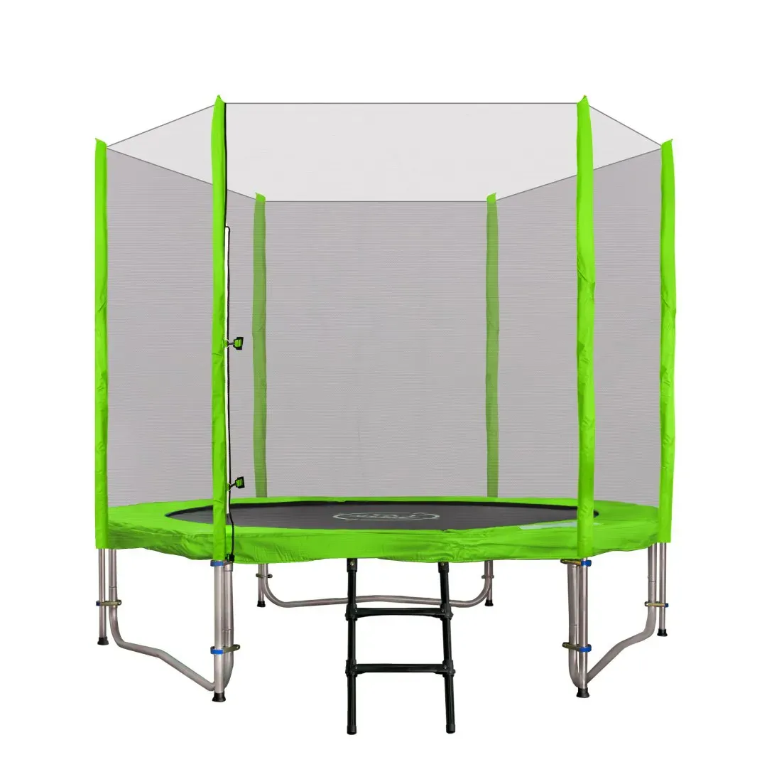 trampolin s vanjskom sigurnosnom mrežom i ljestvama 8 ft / 244 cm zeleni. - slika 1
