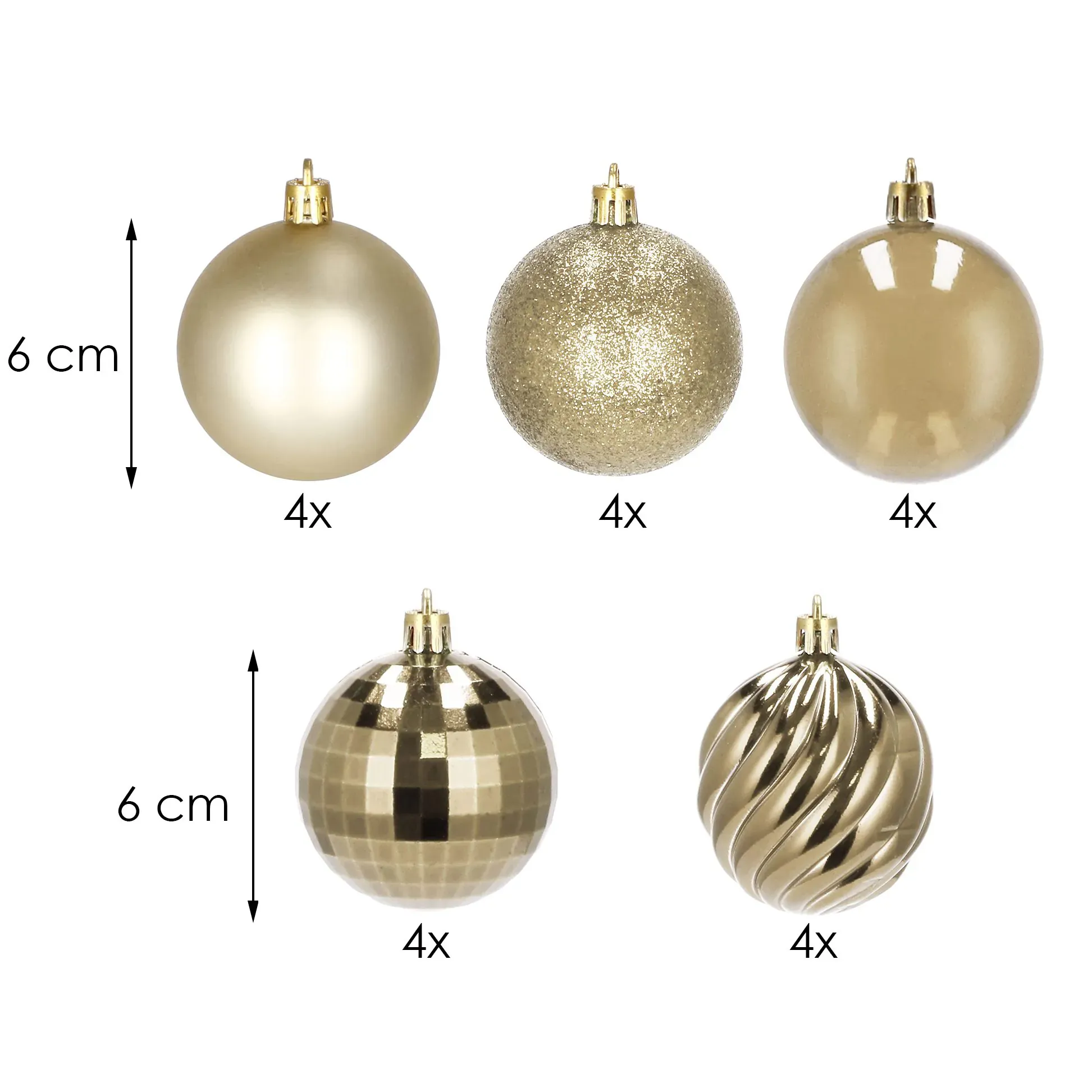 Božićne kuglice 6 cm – set 20 komada zlatna - Pribislavec