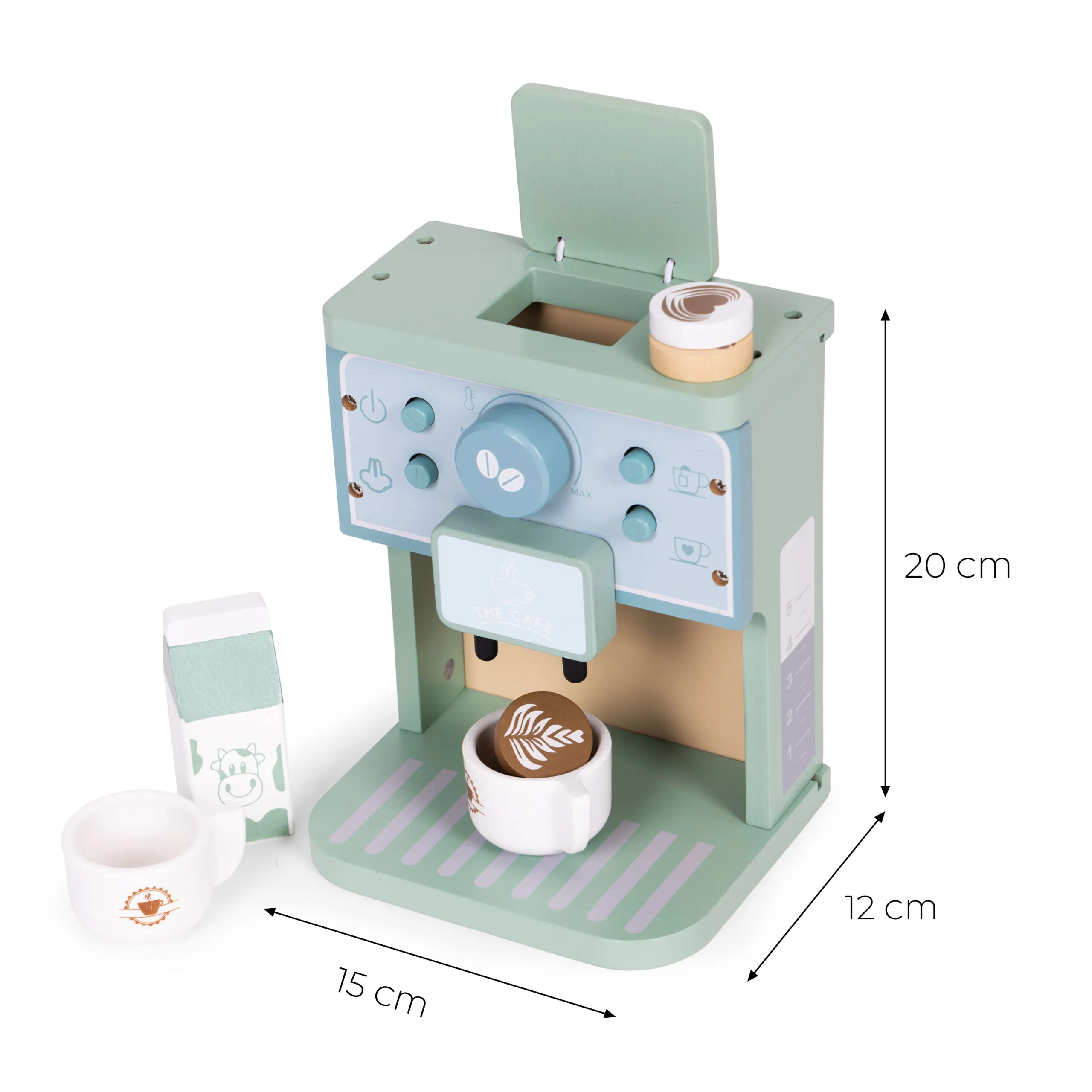 drveni aparat za kavu za djecu, set od 8 barista, ecotoys - slika 9