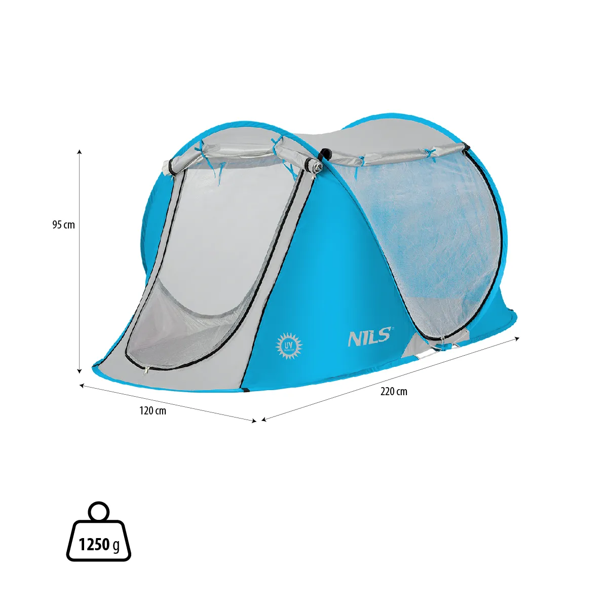 plavi šator za plažu 220x120x95cm nils camp - slika 5
