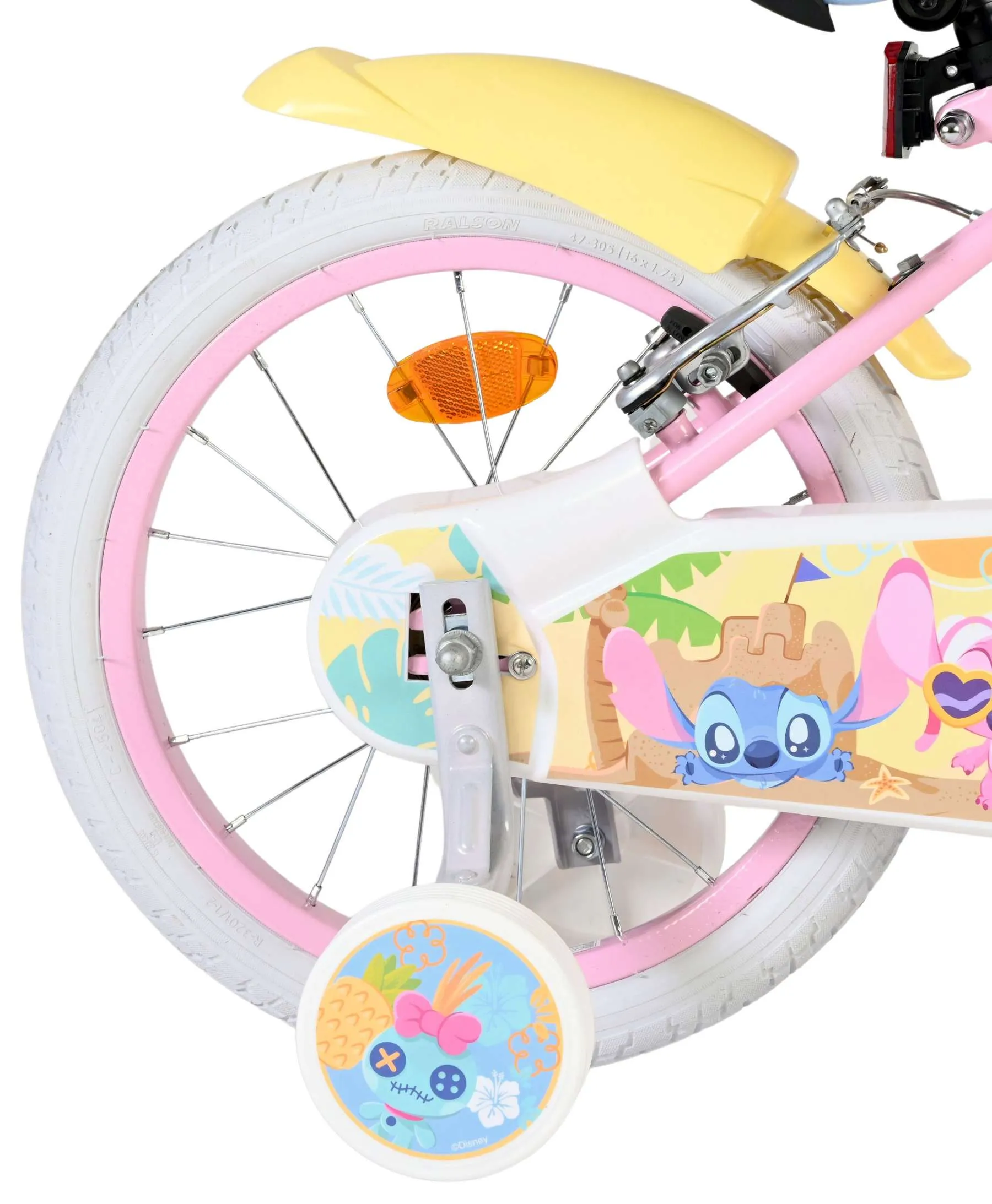 volare dječji bicikl disney stitch 16″ ružičaste boje, s dvije ručne kočnice - slika 3
