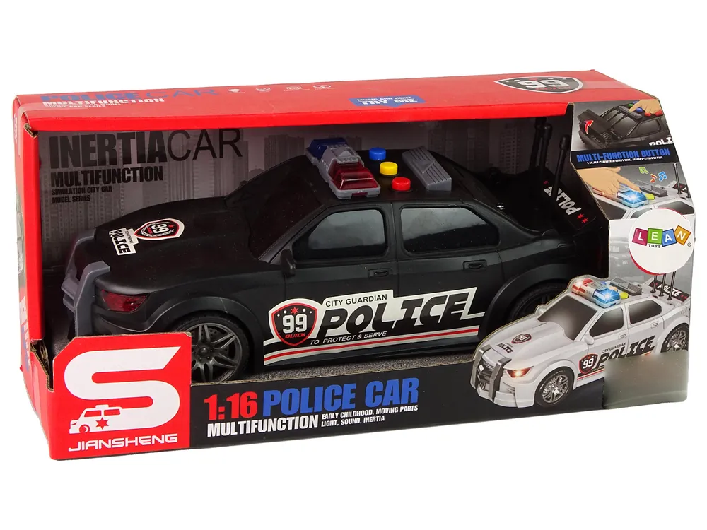 sportski trkaći policijski automobil 1:16 crni - slika 6