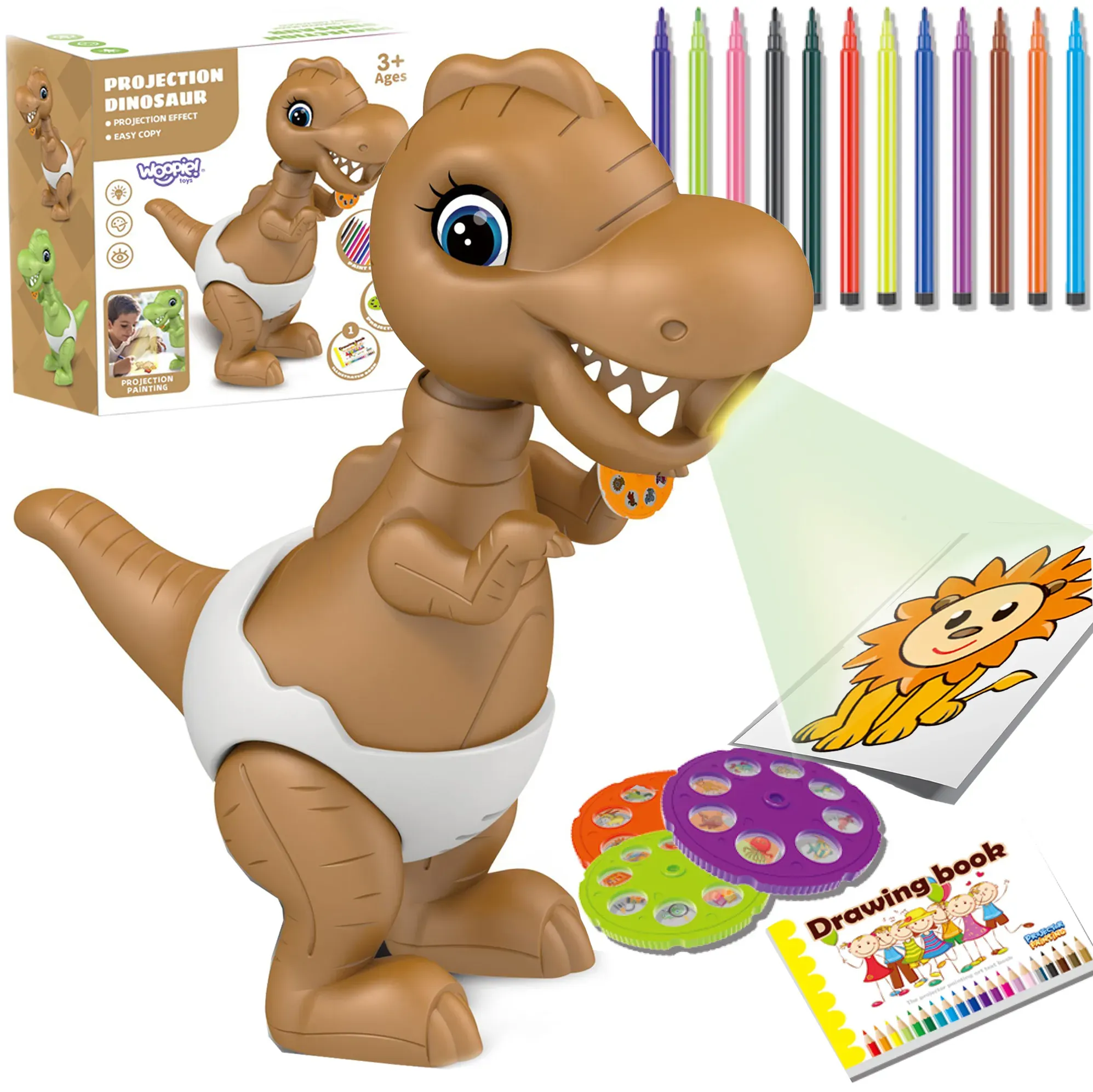 woopie projektor za crtanje + flomasteri - dinosaur - slika 2