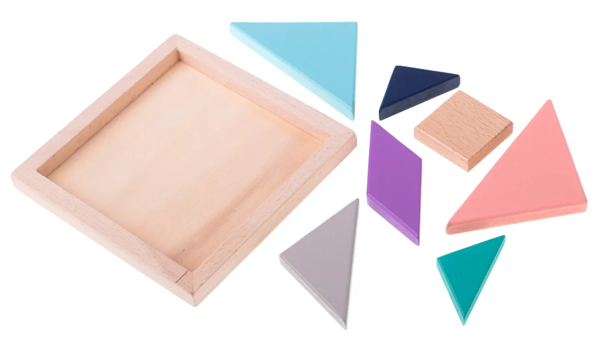 šareni drveni tangram pastelne boje - slika 4
