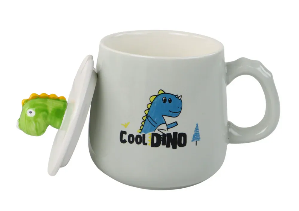 šalica za čaj bijela 350ml cool dino - slika 1