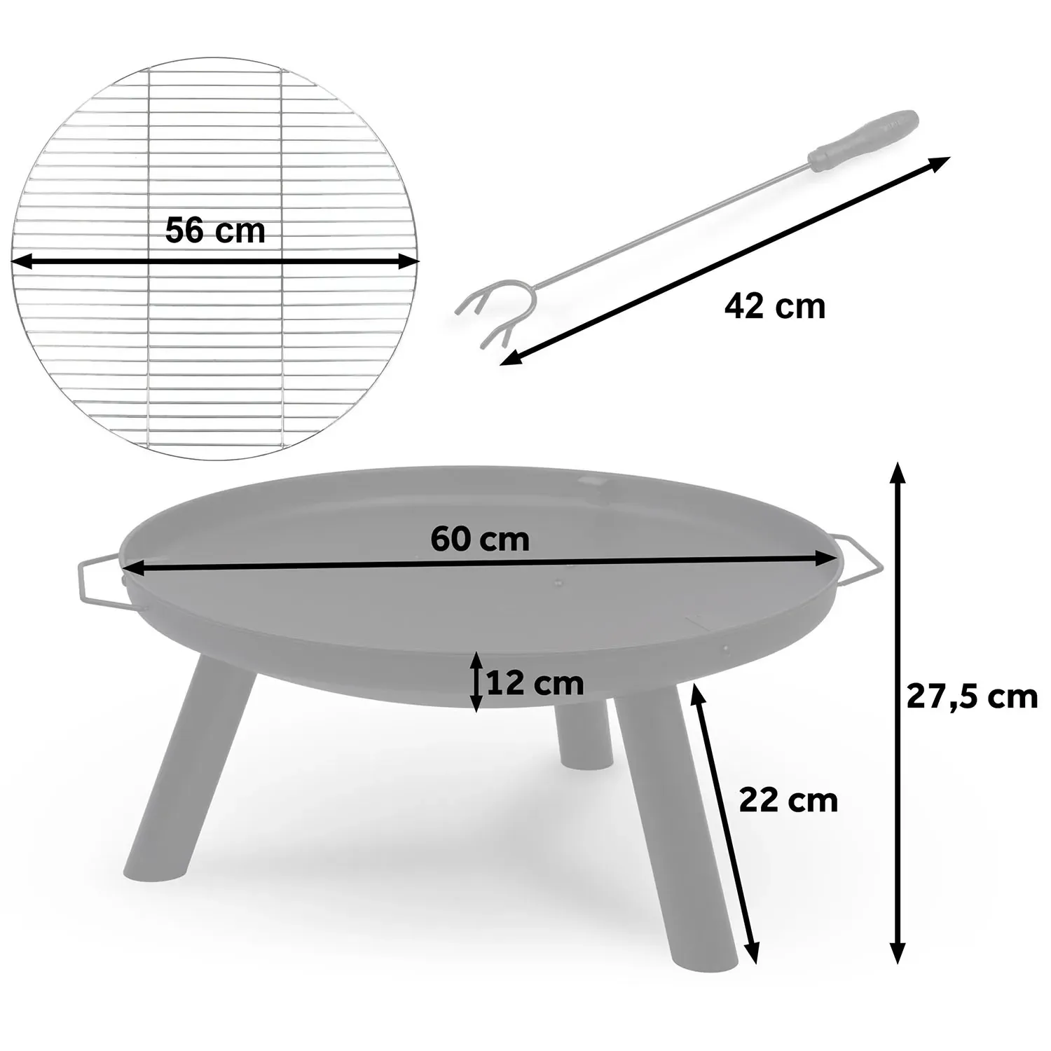 vrtni kamin s rešetkom 60 cm berdsen - slika 4