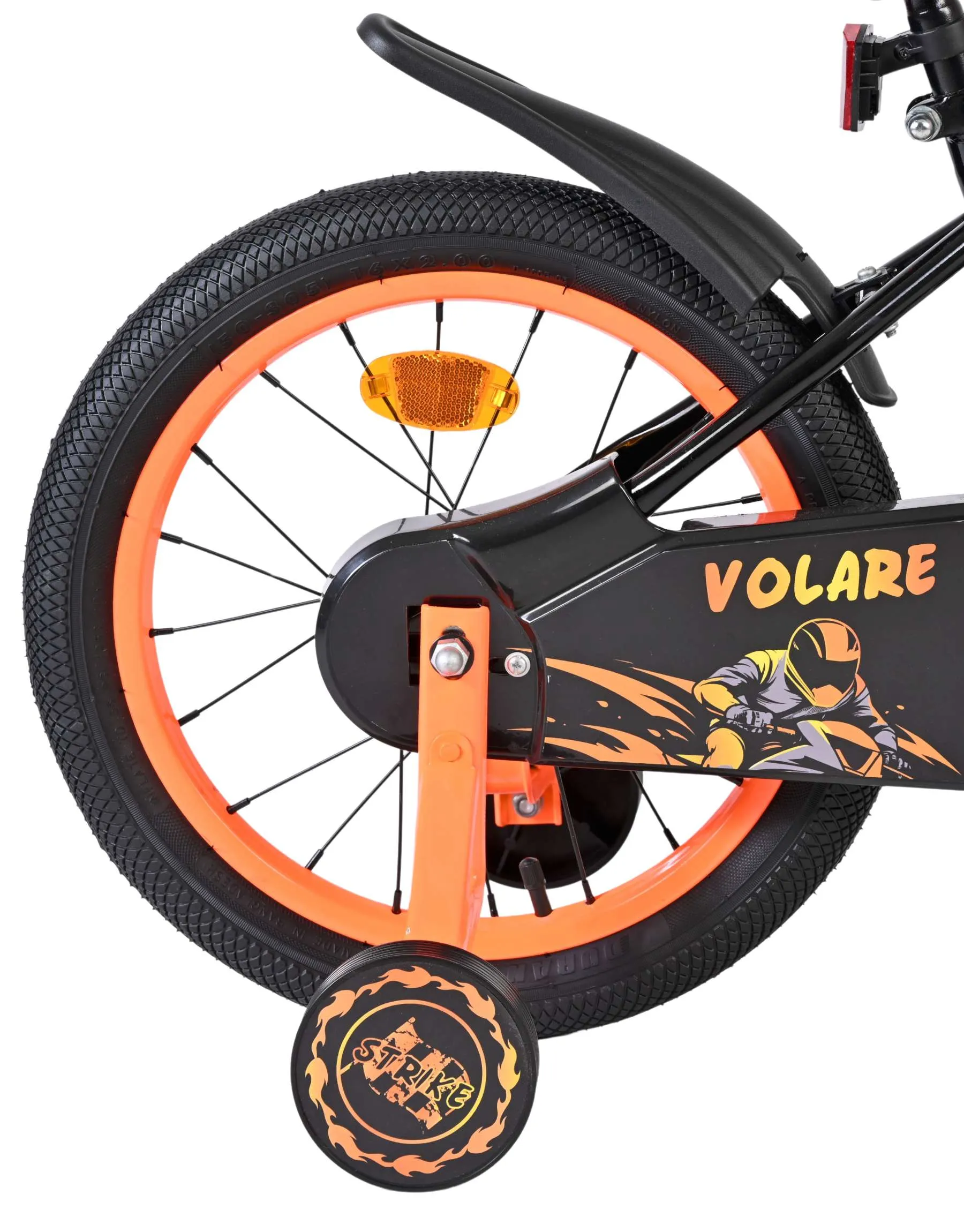 volare dječji bicikl strike 16″ crno-narančaste boje, s dvije ručne kočnice - slika 3