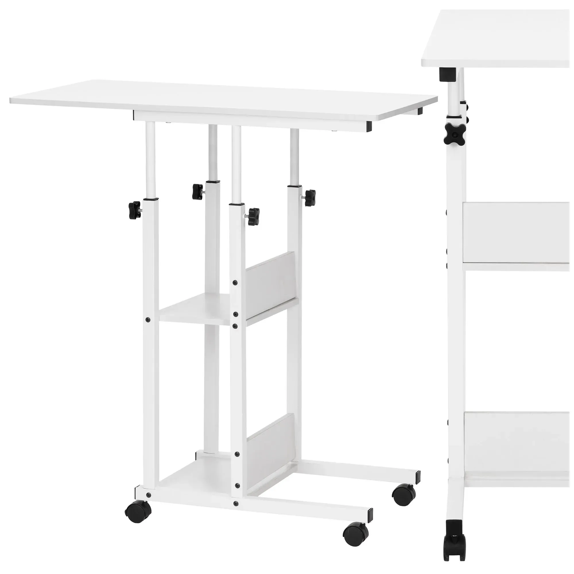 mobilni stol 73-85 x 40 x 80 cm bijela, crna - slika 4