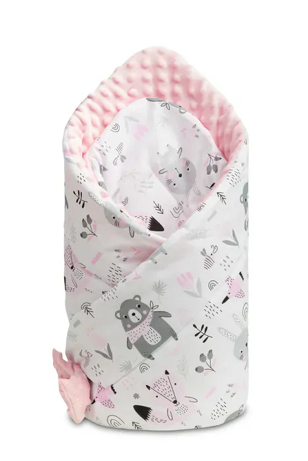 dvostrani poplun za bebe 80x80cm minky roza - slika 2