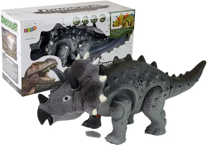 Dinosaur Triceratops na baterije sivi - Pribislavec