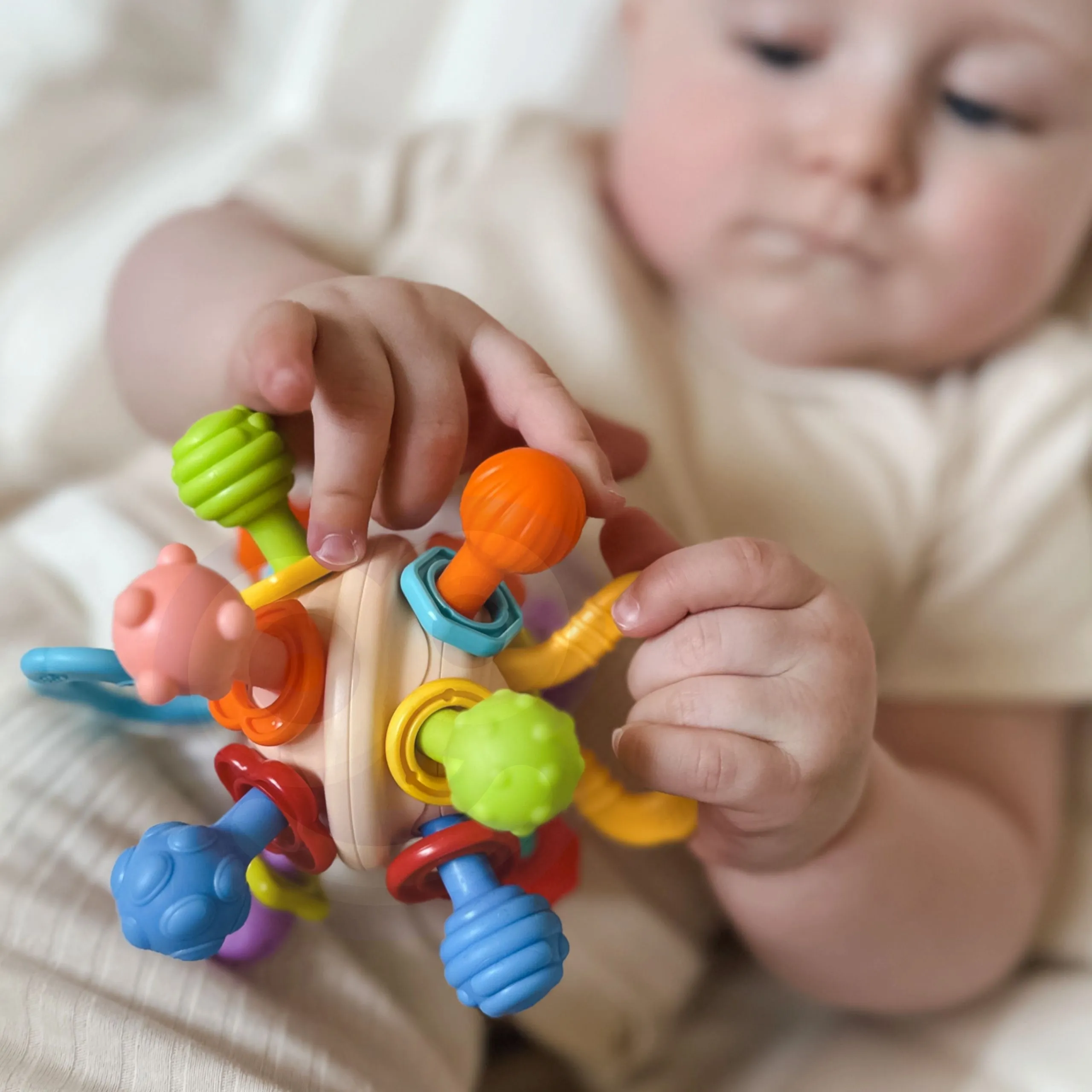 woopie baby mekana zvečarka 2u1, grizalo i senzorička igračka za dojenčad 0m+ - slika 3