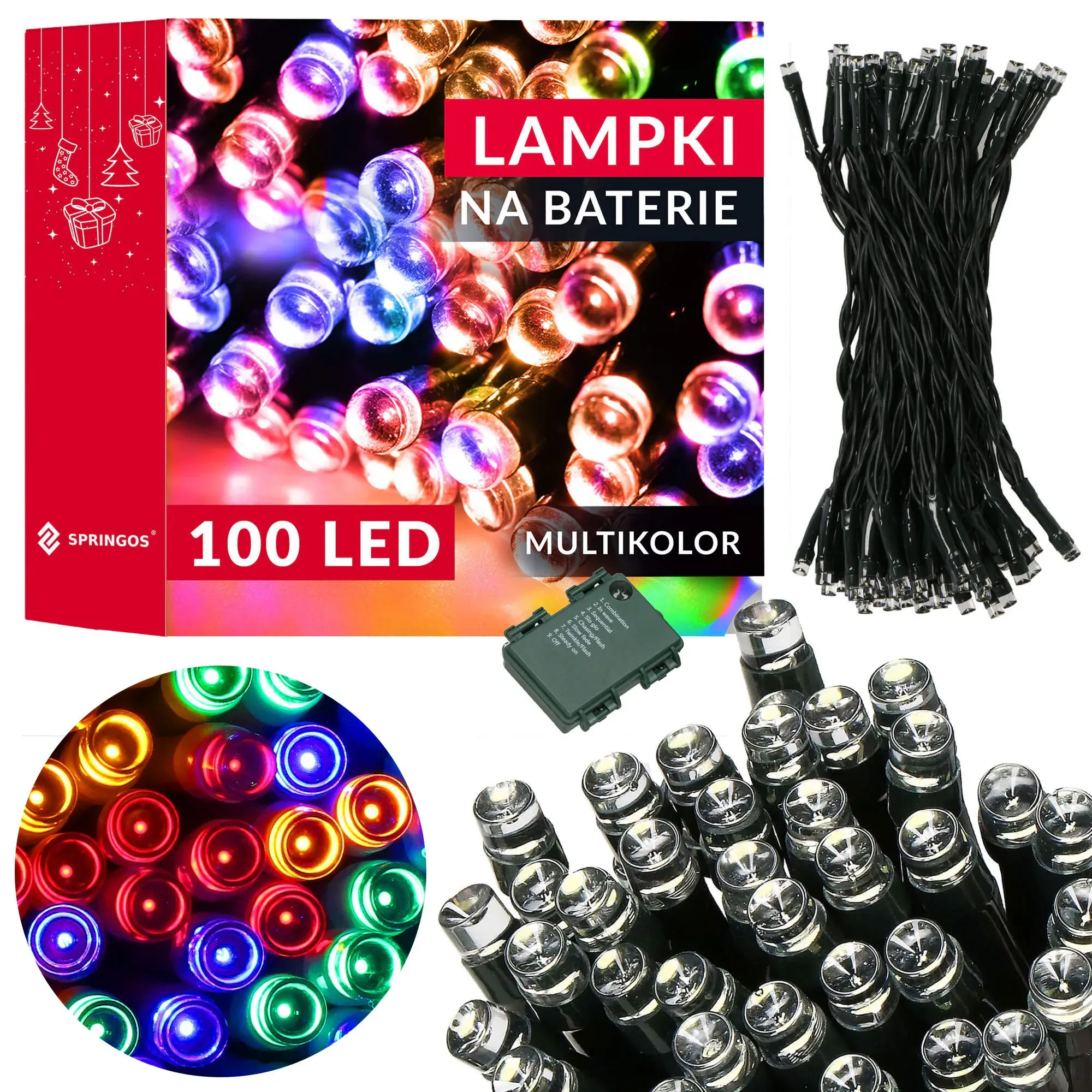 led lampice na baterije – 100 lampica, višebojna - slika 2