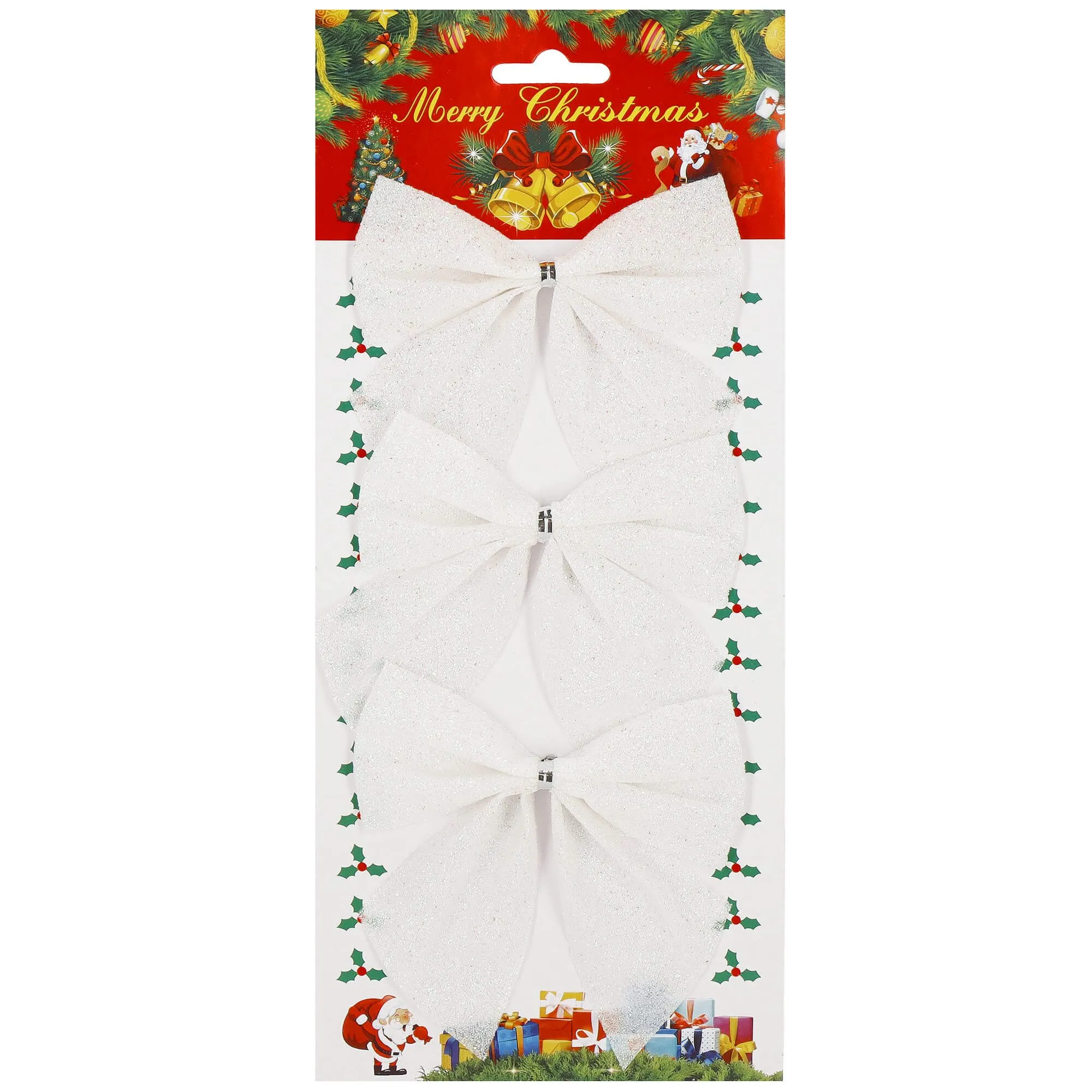 božićne mašne 11 × 11 cm – set 3 komada, bijele - slika 3