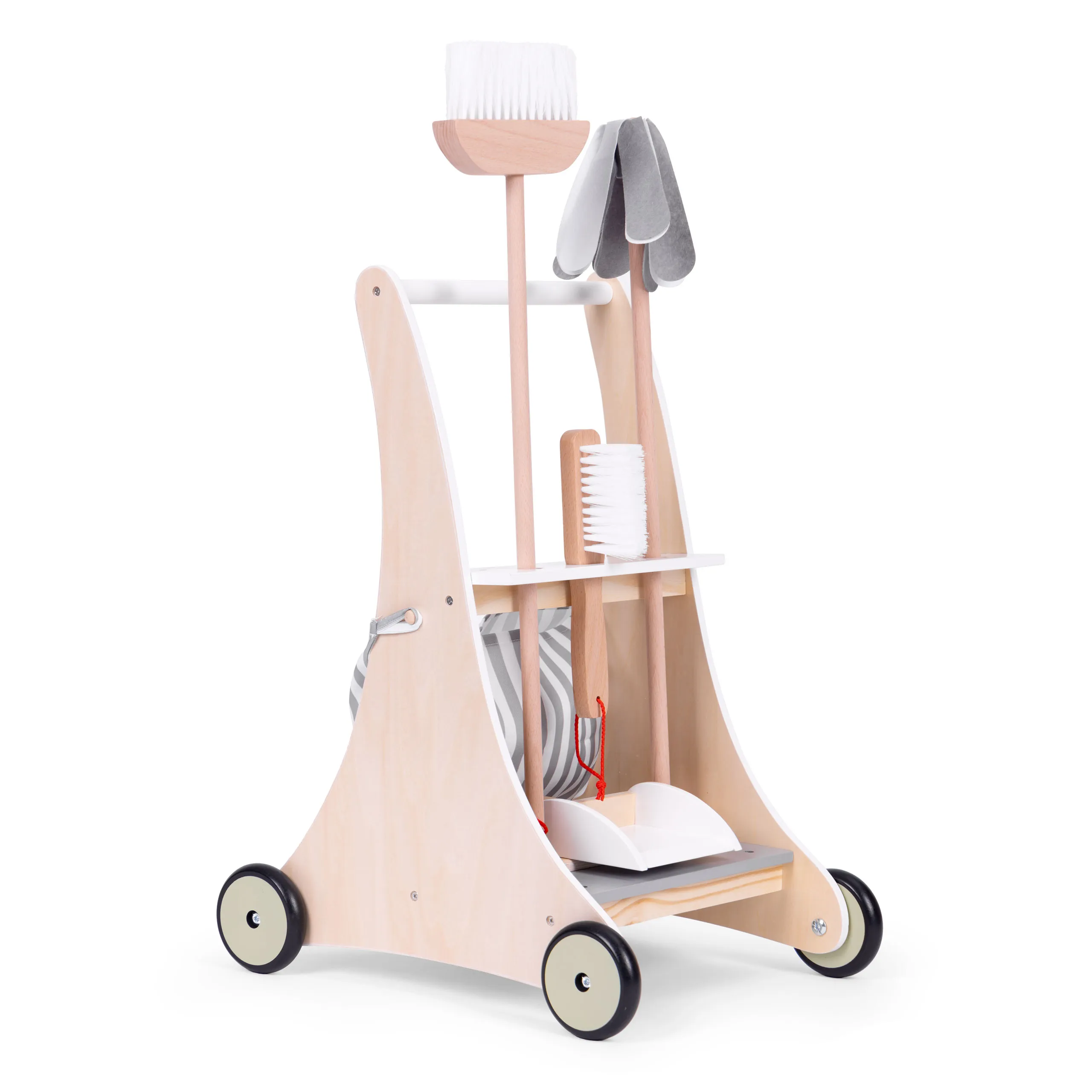 drveni set za čišćenje kolica bež ecotoys - slika 5