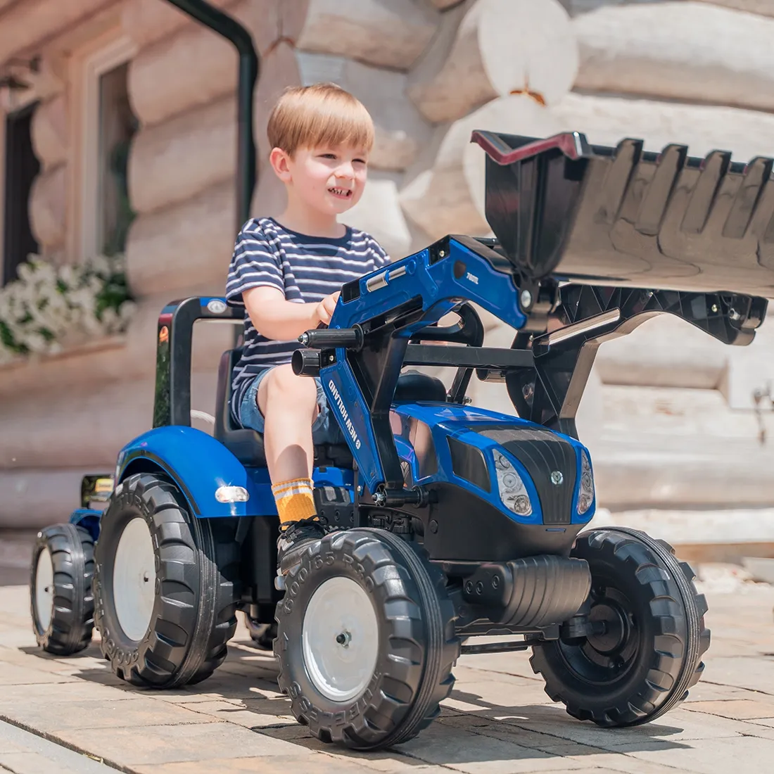 falk traktor na pedale s prikolicom new holland - plavi 3+ - slika 6