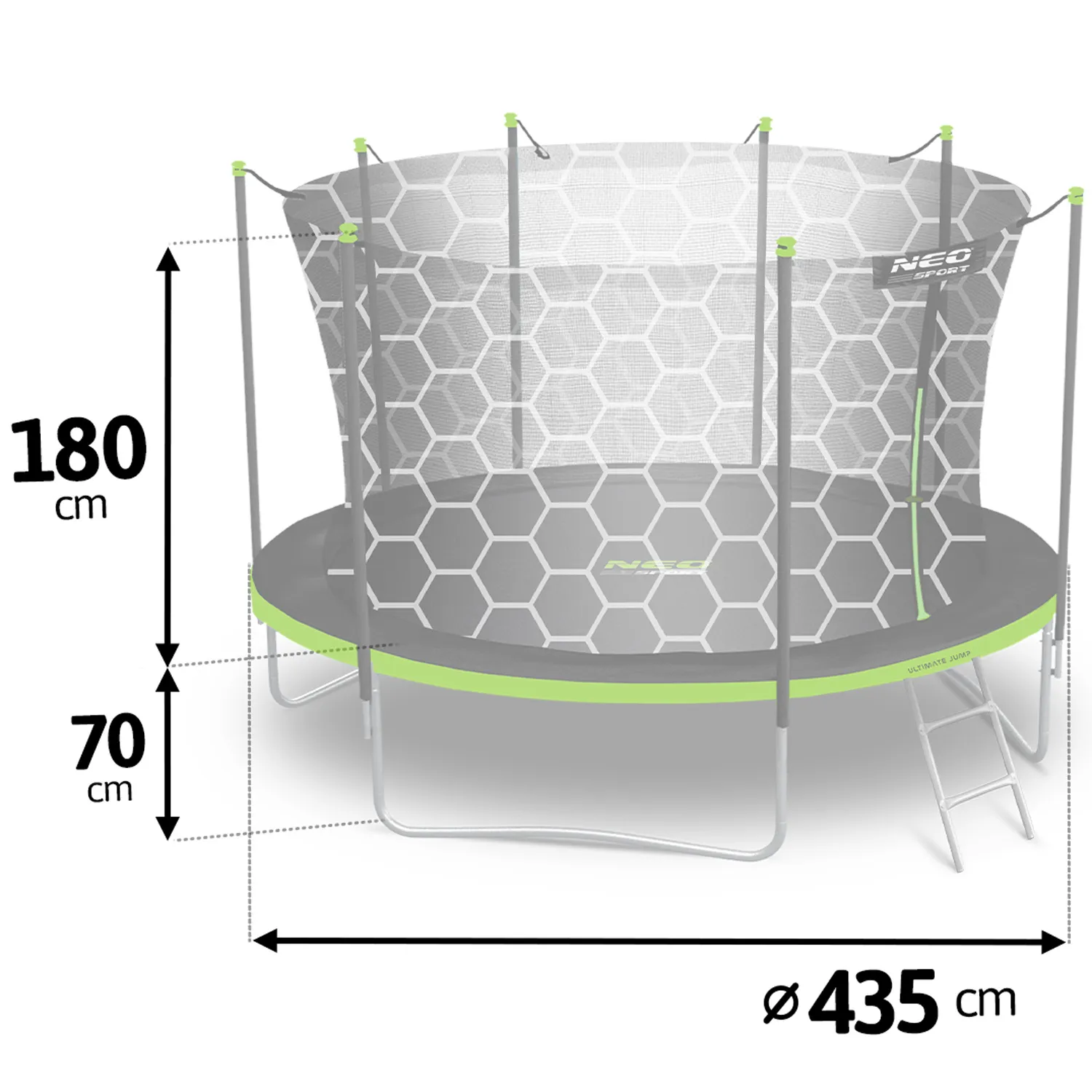 neo-sport vrtni trampolin 435 cm (14 ft) s unutarnjom mrežom i ljestvama - slika 4
