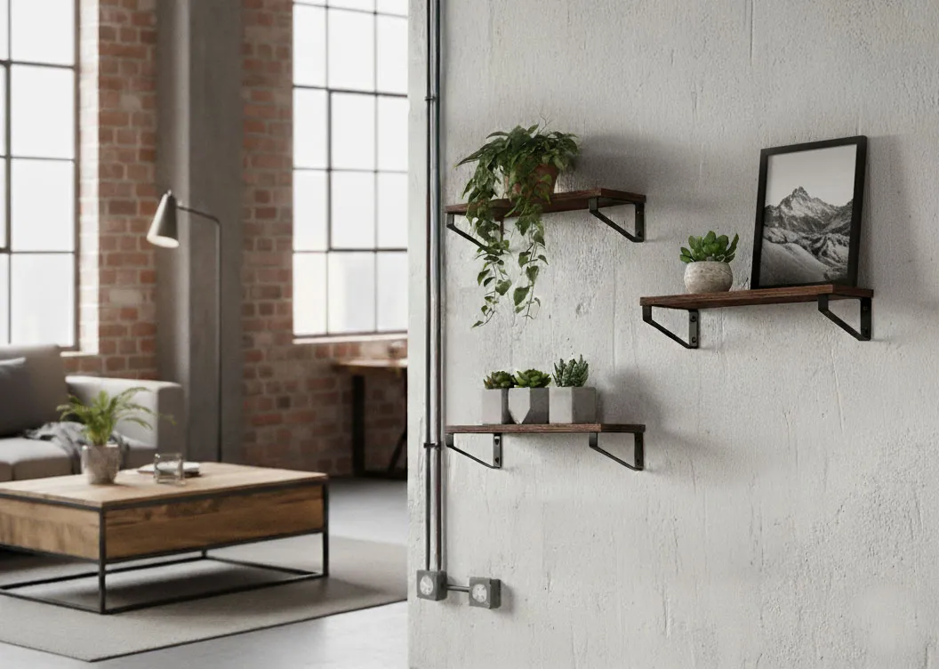 modernhome loft zidni stalak za cvijeće za dekoraciju, s 3 viseće police - slika 3