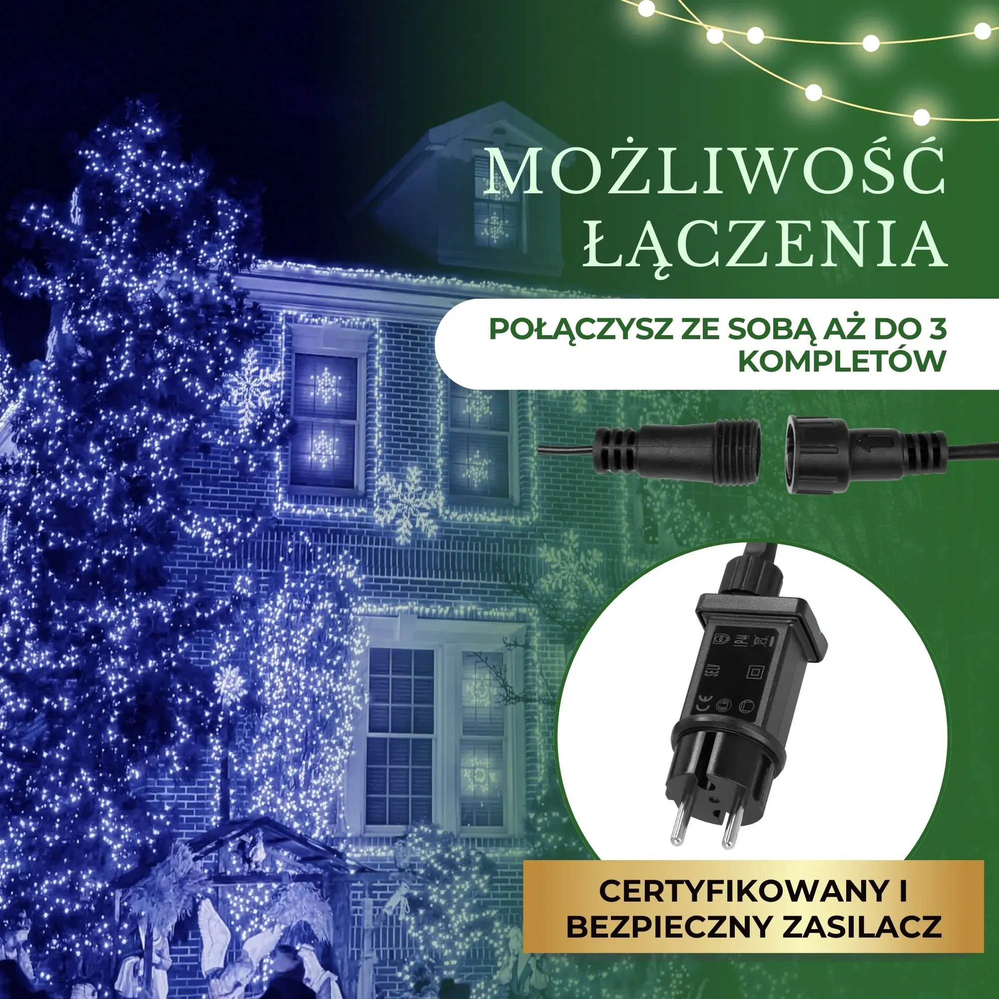 božićne led lampice 500 kom, plava - slika 2