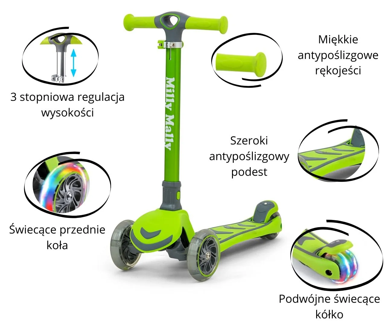 milly mallydječji romobil na 3 kotača boogie zeleni - slika 3