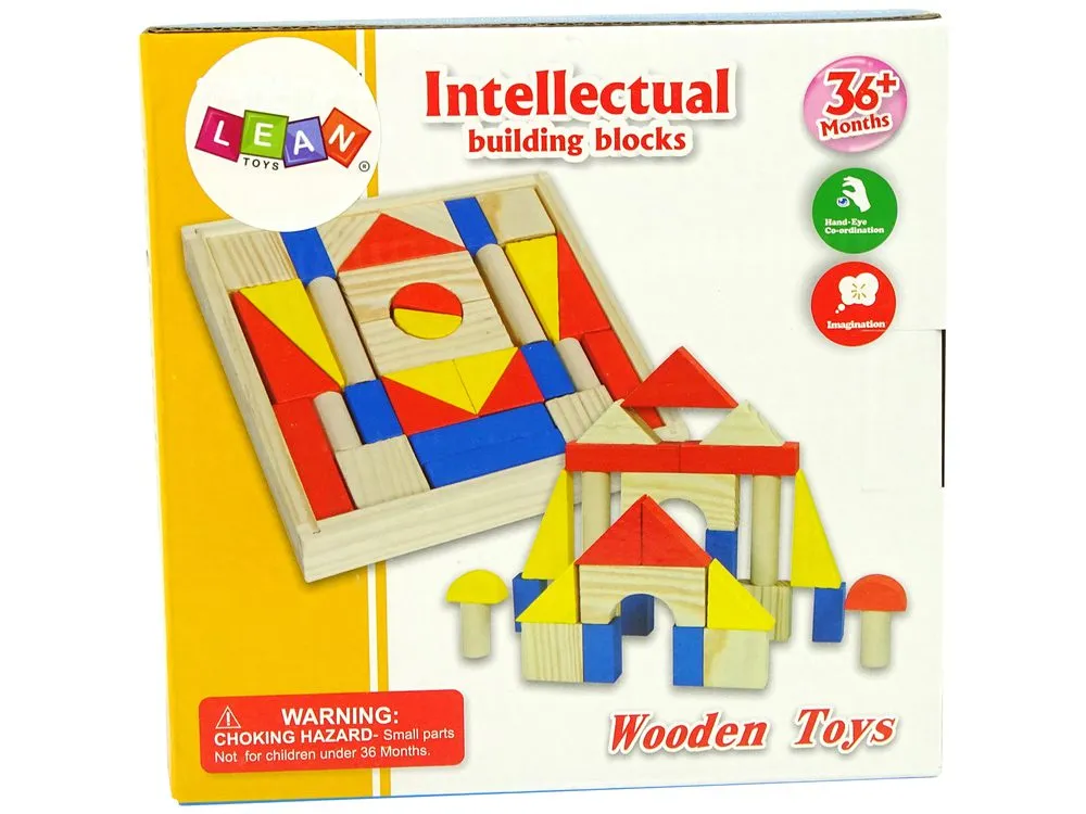 montessori set drvenih blokova za gradnju kuće/dvorca šareni - slika 5
