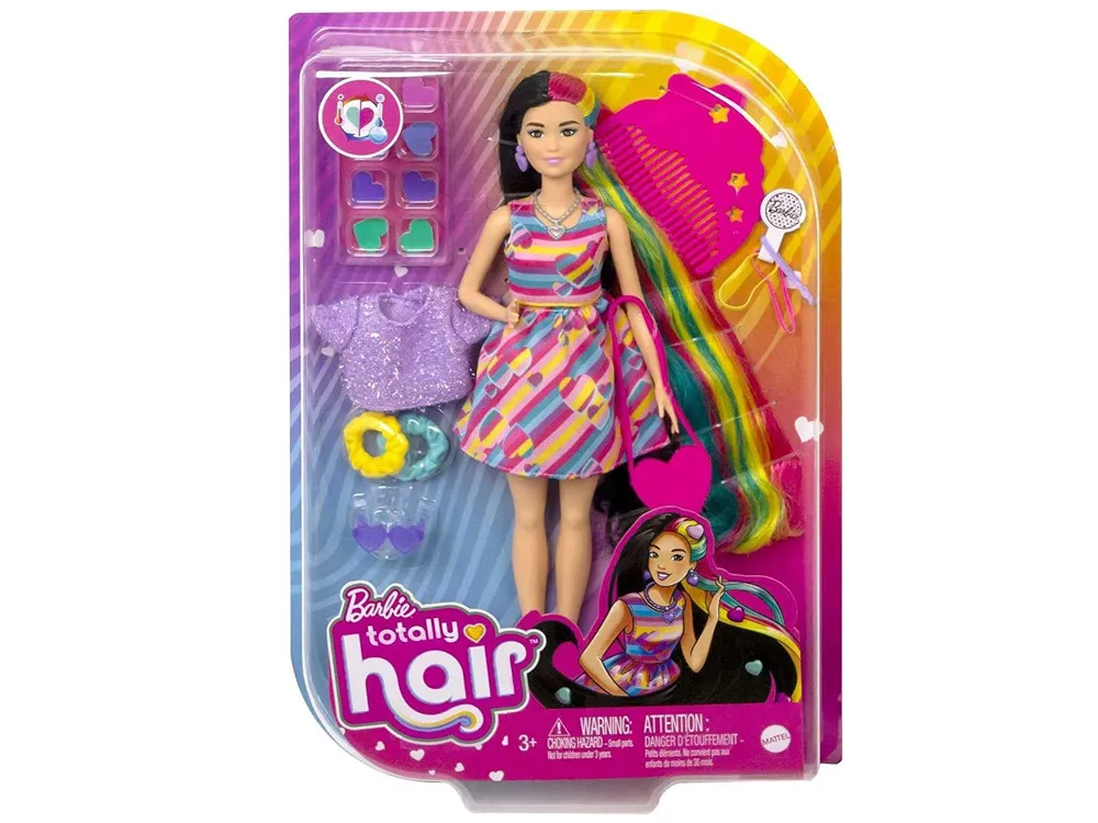 lutka barbie totally hair šareni dizajn sa srcima - slika 8