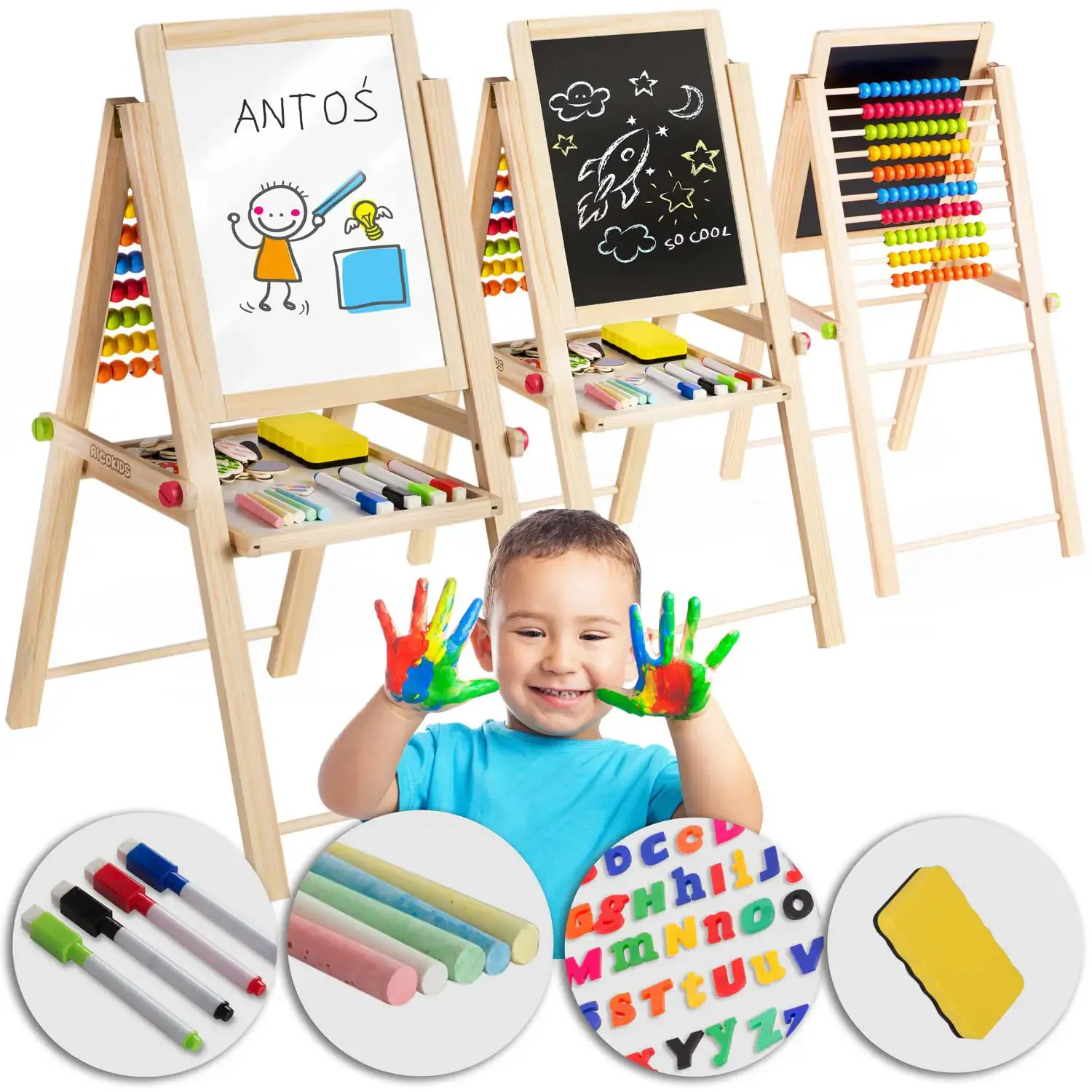 ricokids sklopiva magnetska ploča za kredu 62 x 28 x 44 cm - slika 2