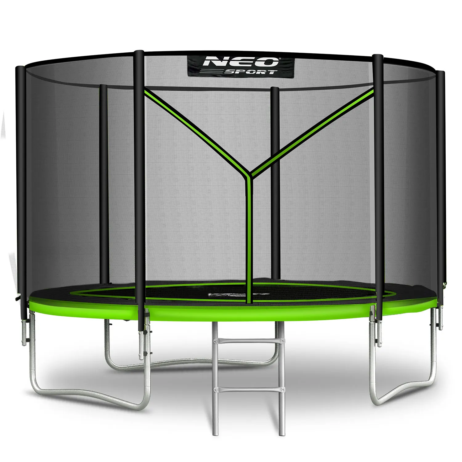 neo-sport vrtni trampolin 312 cm (10 ft) s vanjskom mrežom i ljestvama, zeleni - slika 3