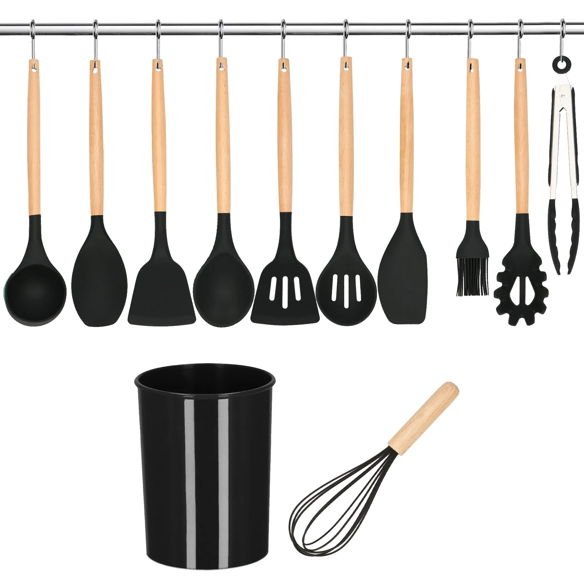 kuhinjski set, 12 kom. crni - slika 7