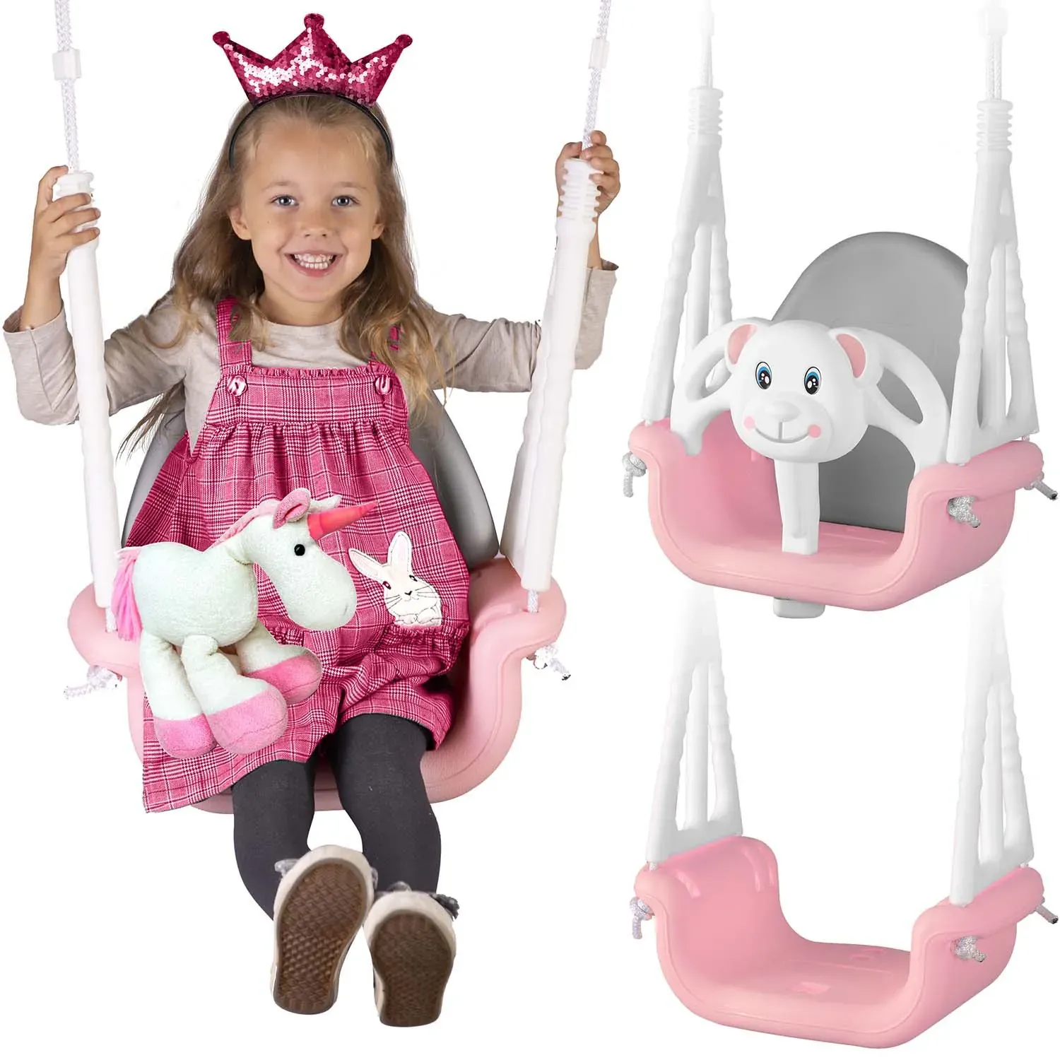 ricokids 3u1 dječja ljuljačka “medić” – ružičasta - slika 1