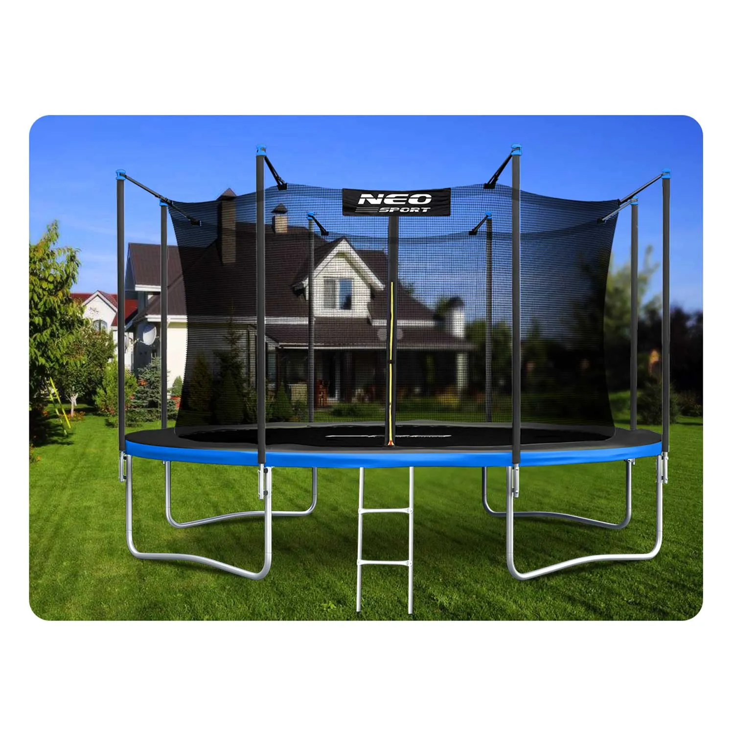 vrtna trampolina 15 ft / 465 cm s unutarnjom zaštitnom mrežom i ljestvama, neo-sport - slika 6