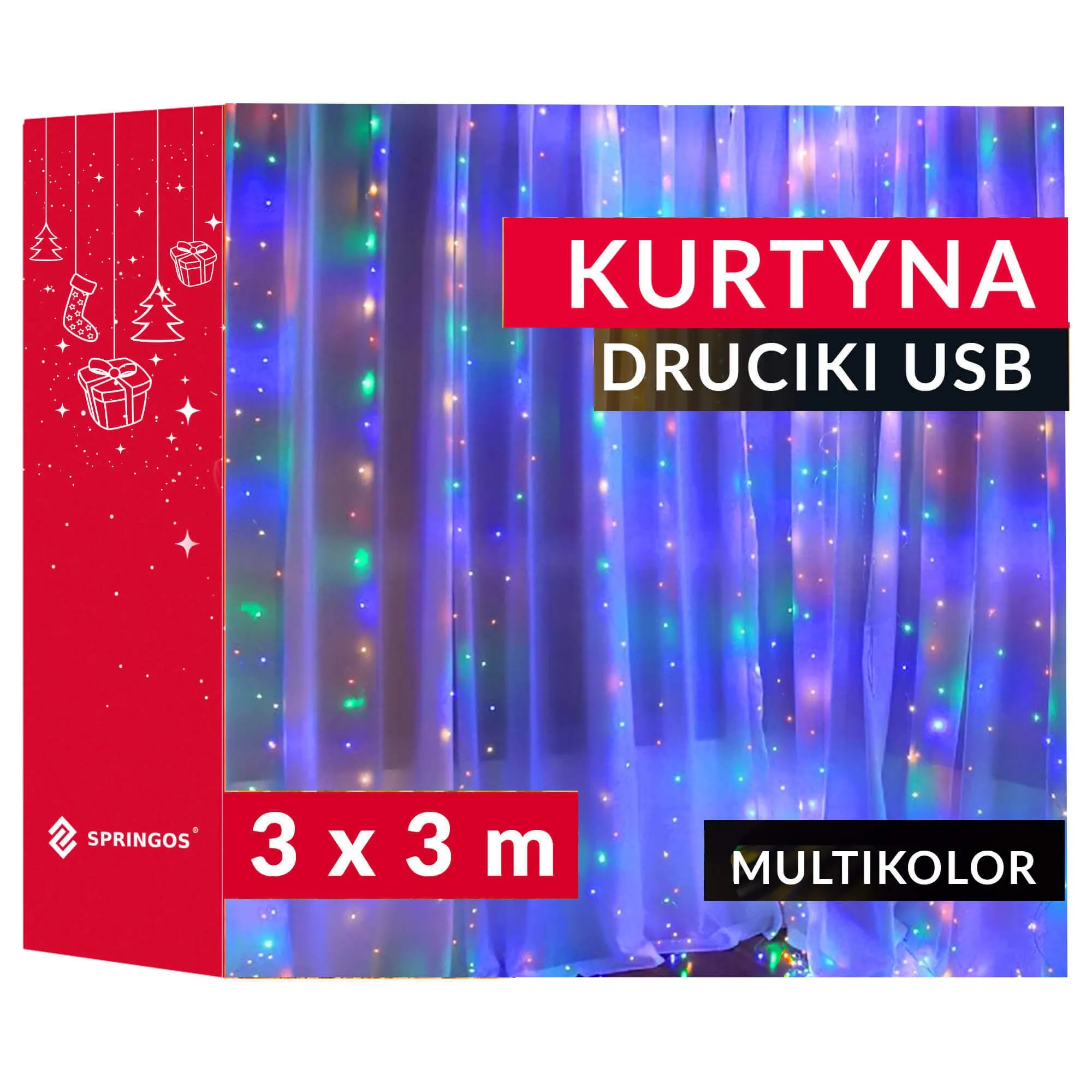 žičane svjetiljke, zavjesa 300 led dioda višebojna - slika 8