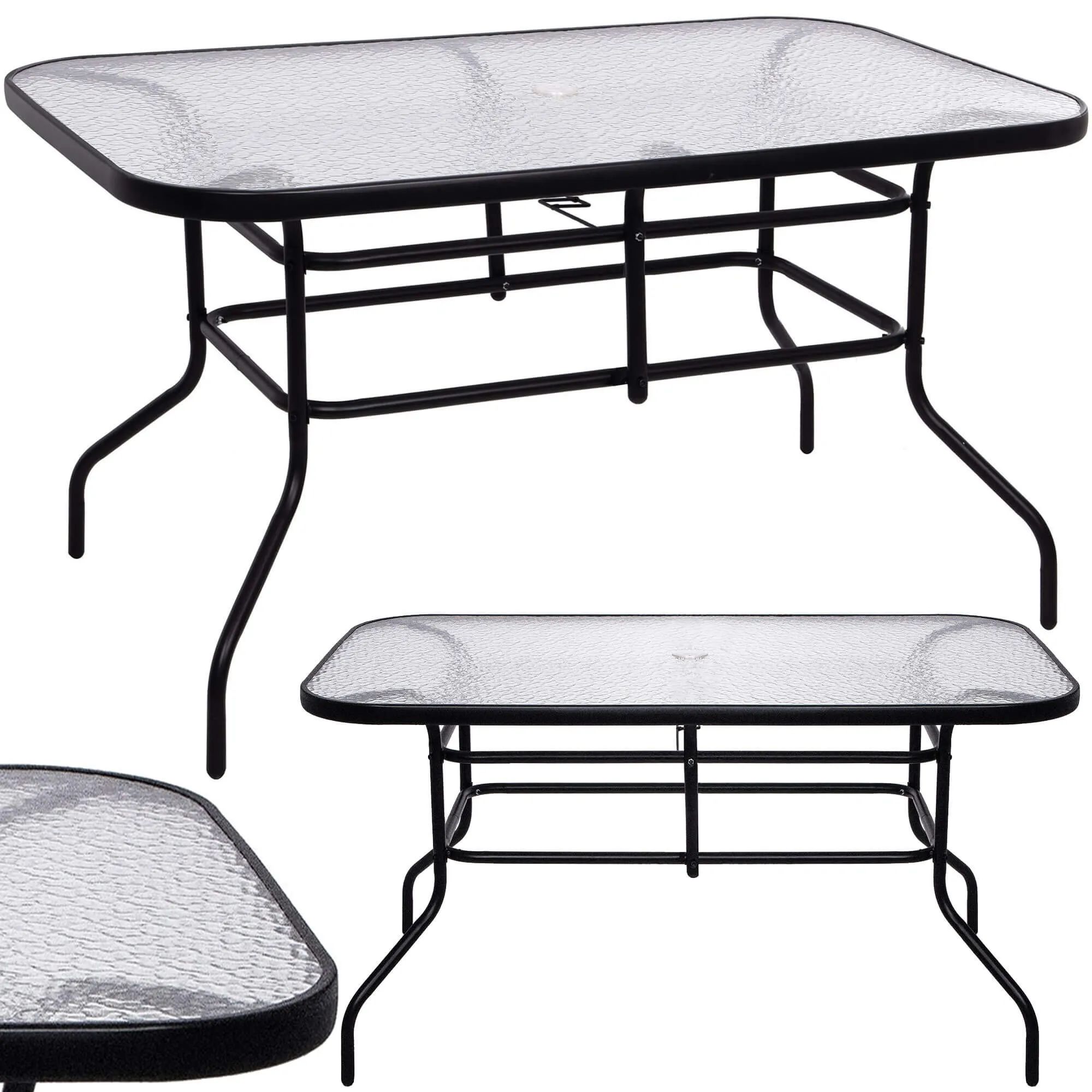 springos stakleni vrtni stol 120 x 70 x 70 cm crni - slika 3