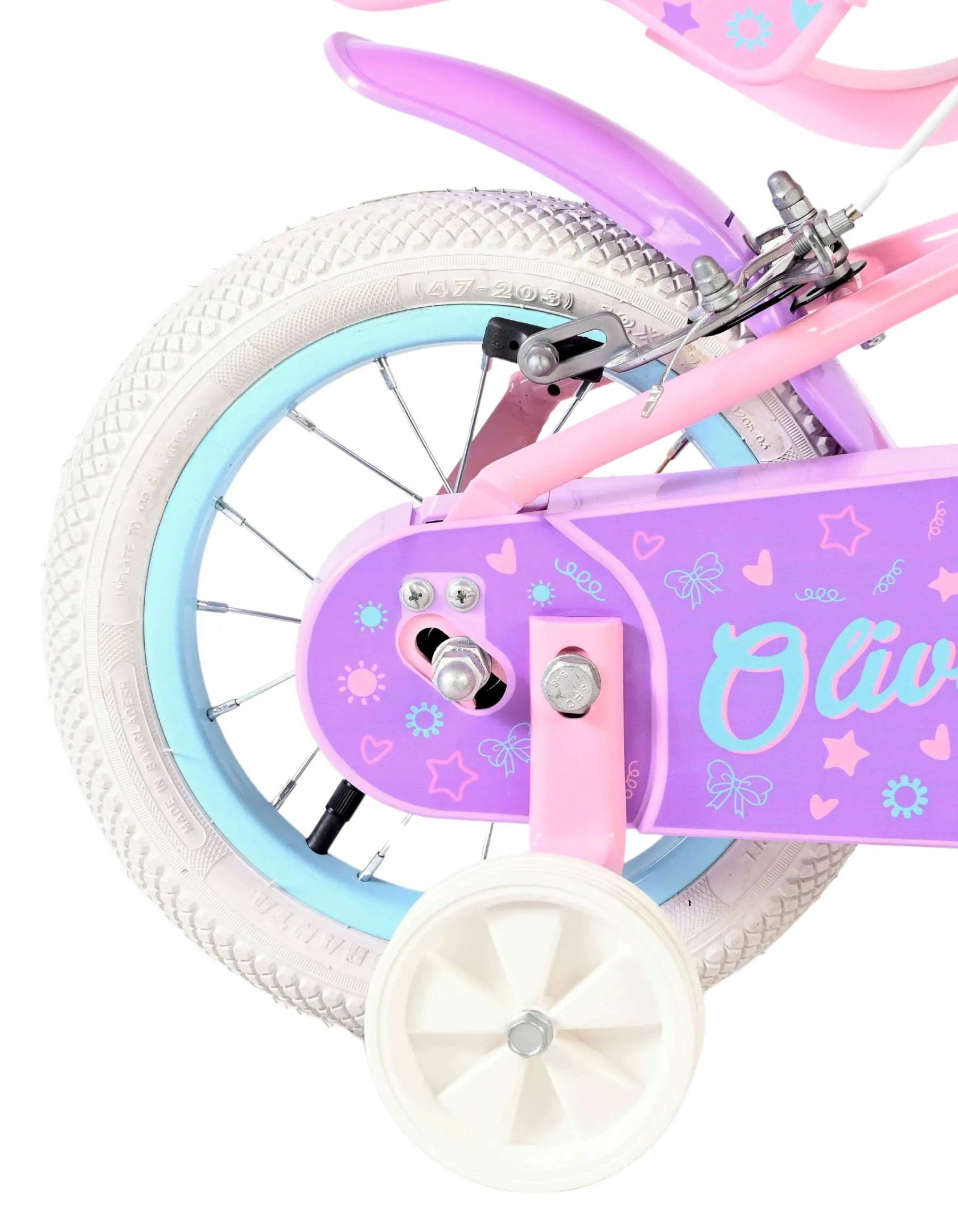volare dječji bicikl olivia 12″ ružičaste boje s dvije ručne kočnice - slika 3