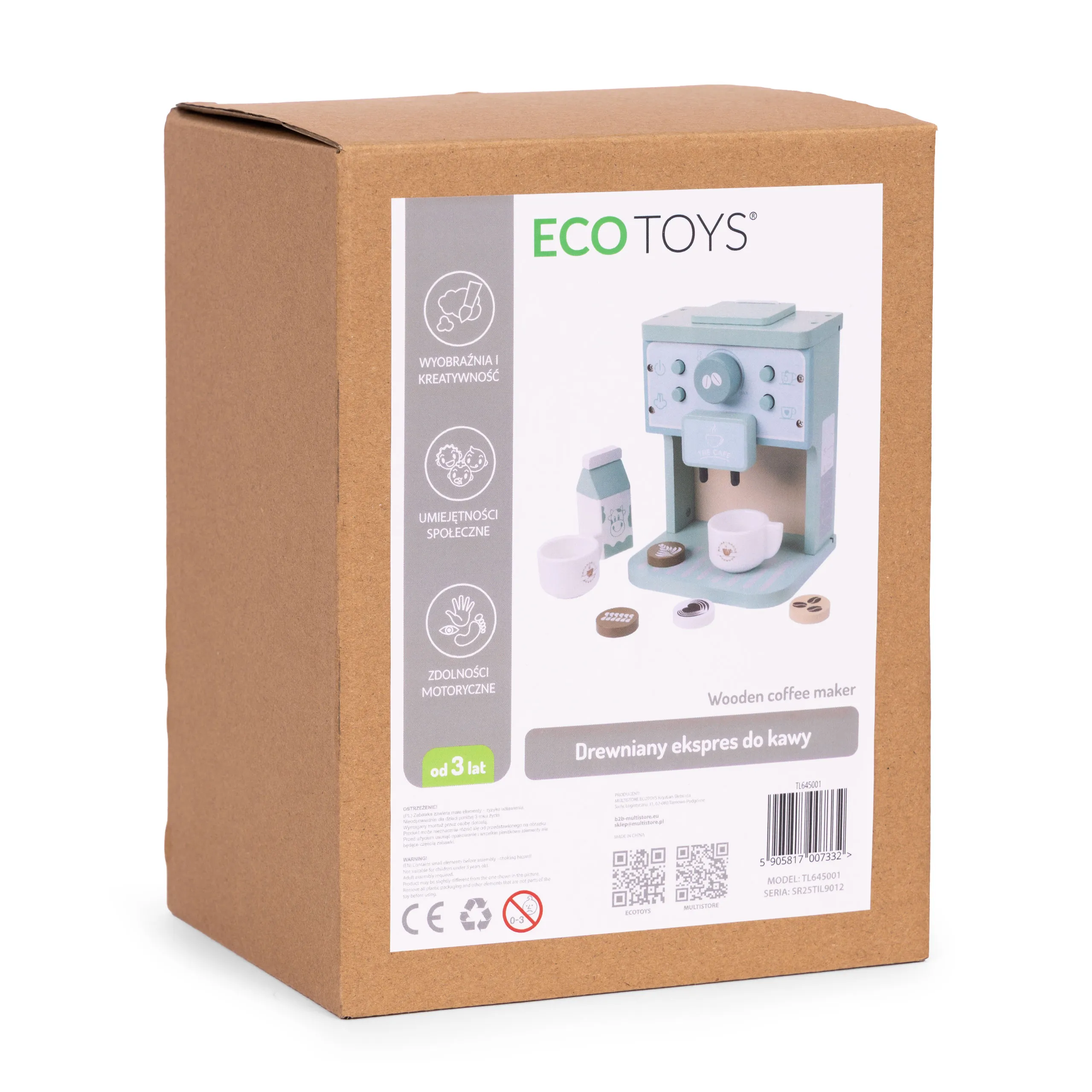 drveni aparat za kavu za djecu, set od 8 barista, ecotoys - slika 8