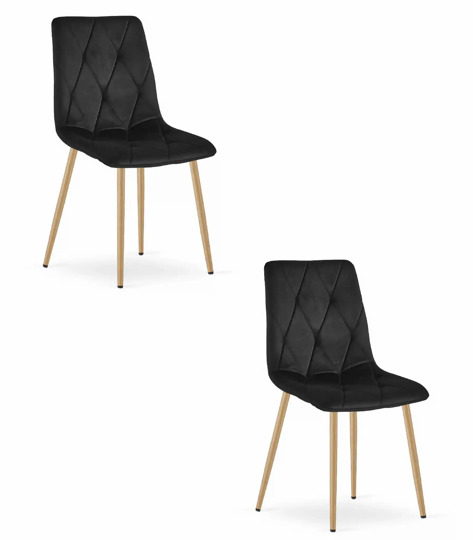 libra set stolica - crni baršun / noge u boji drveta x 2 - slika 2