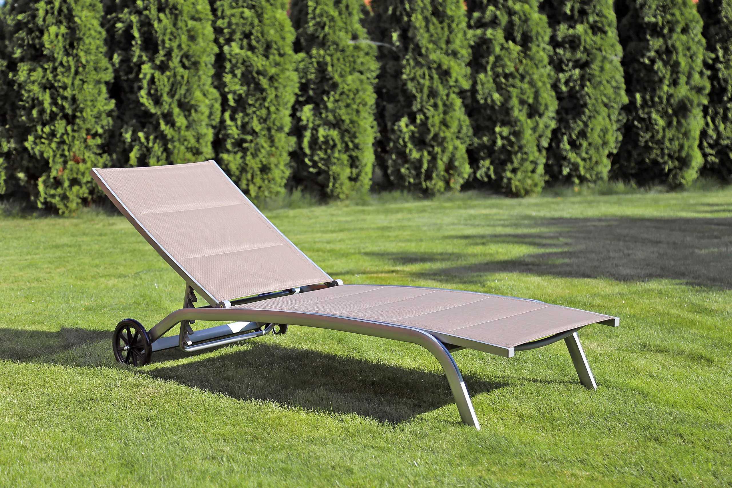 elegantna aluminijska vrtna ležaljka ibiza srebrna/taupe - slika 6