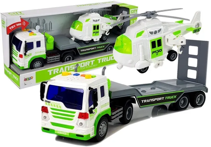 kamion transporter helikoptera 1:16 bijelo-zeleni - slika 2