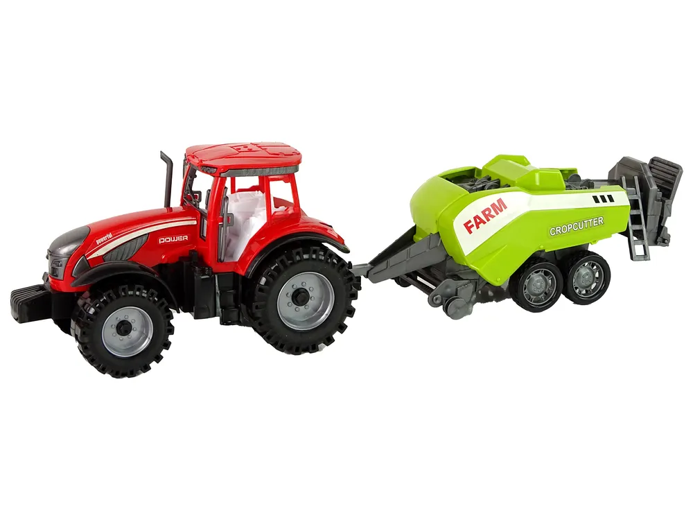 crveni traktor sa zelenom sijačicom - slika 3