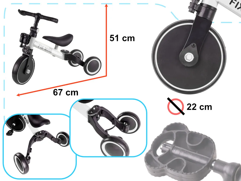 trike fix mini 3u1 tricikl s pedalama bijeli - slika 4
