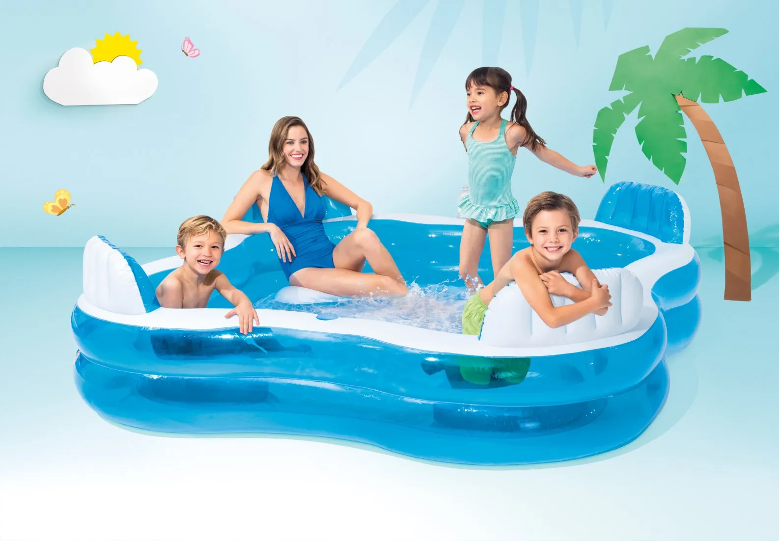 intex 56475 bazen na napuhavanje sa sjedištima 229x229cm - slika 3