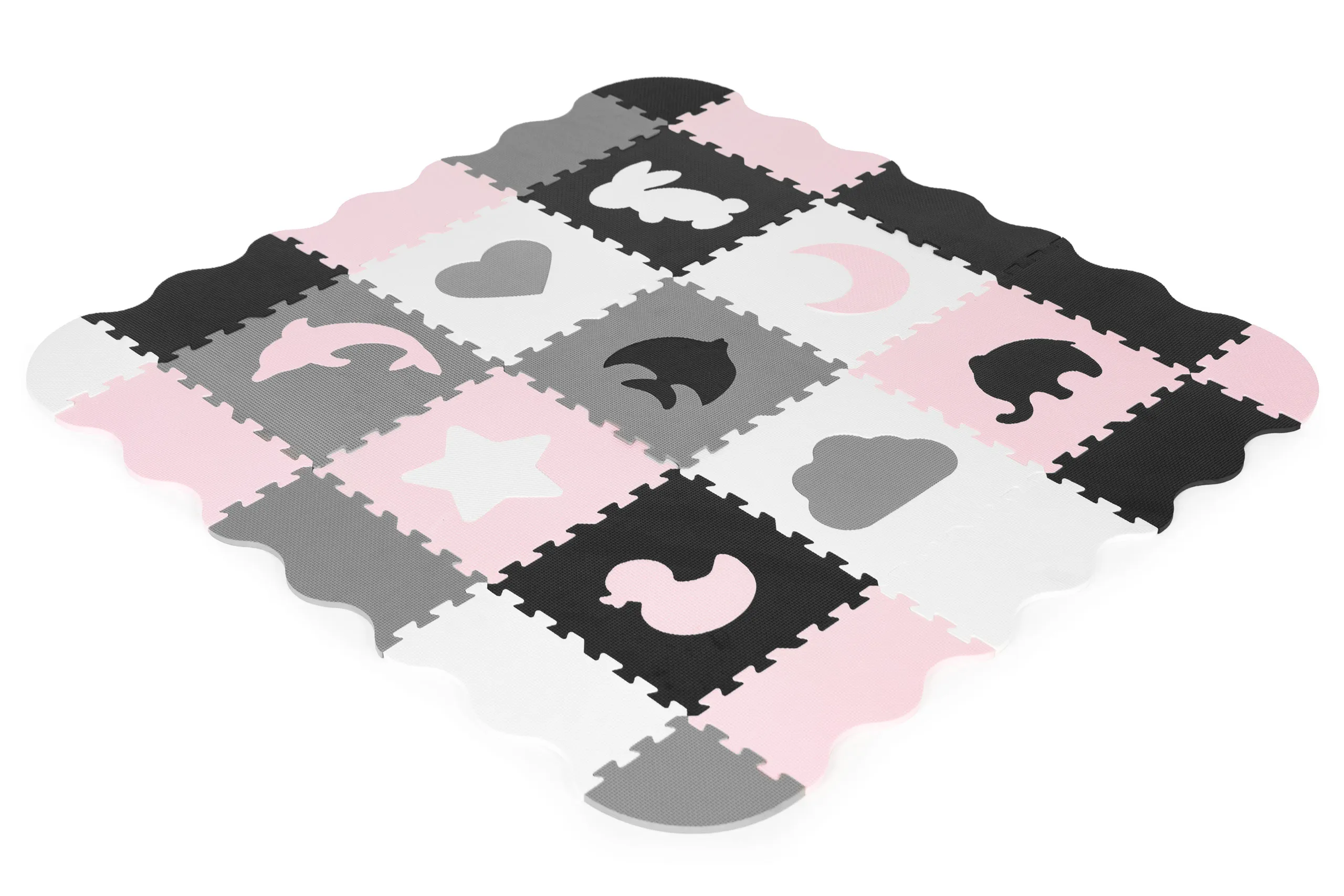 ecotoys edukativna puzzle podloga za igru crno-bijelo-roza 25kom. - slika 3