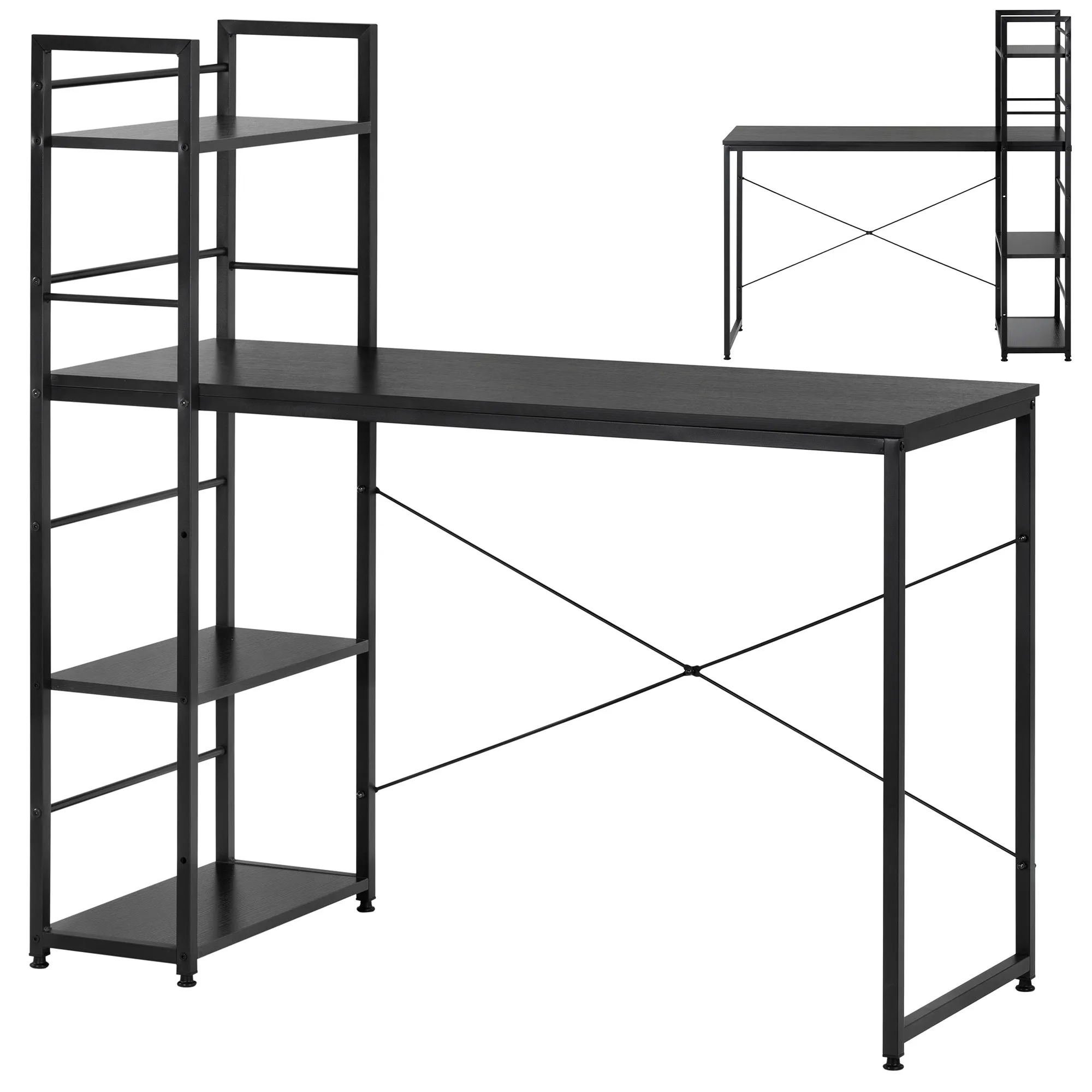 radni stol 120 x 64 x 120 cm crni - slika 4
