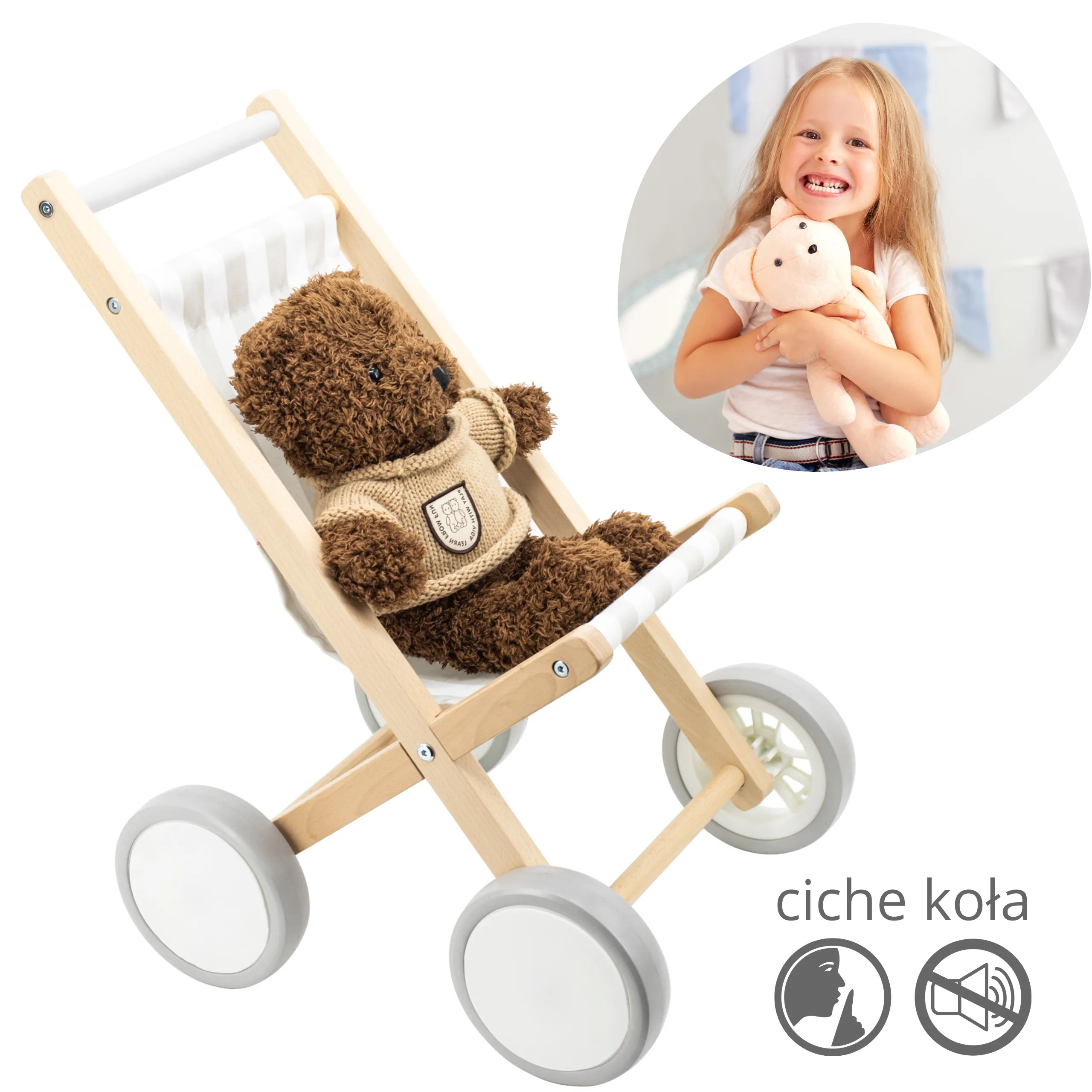 viga drvena kolica za lutke - slika 3