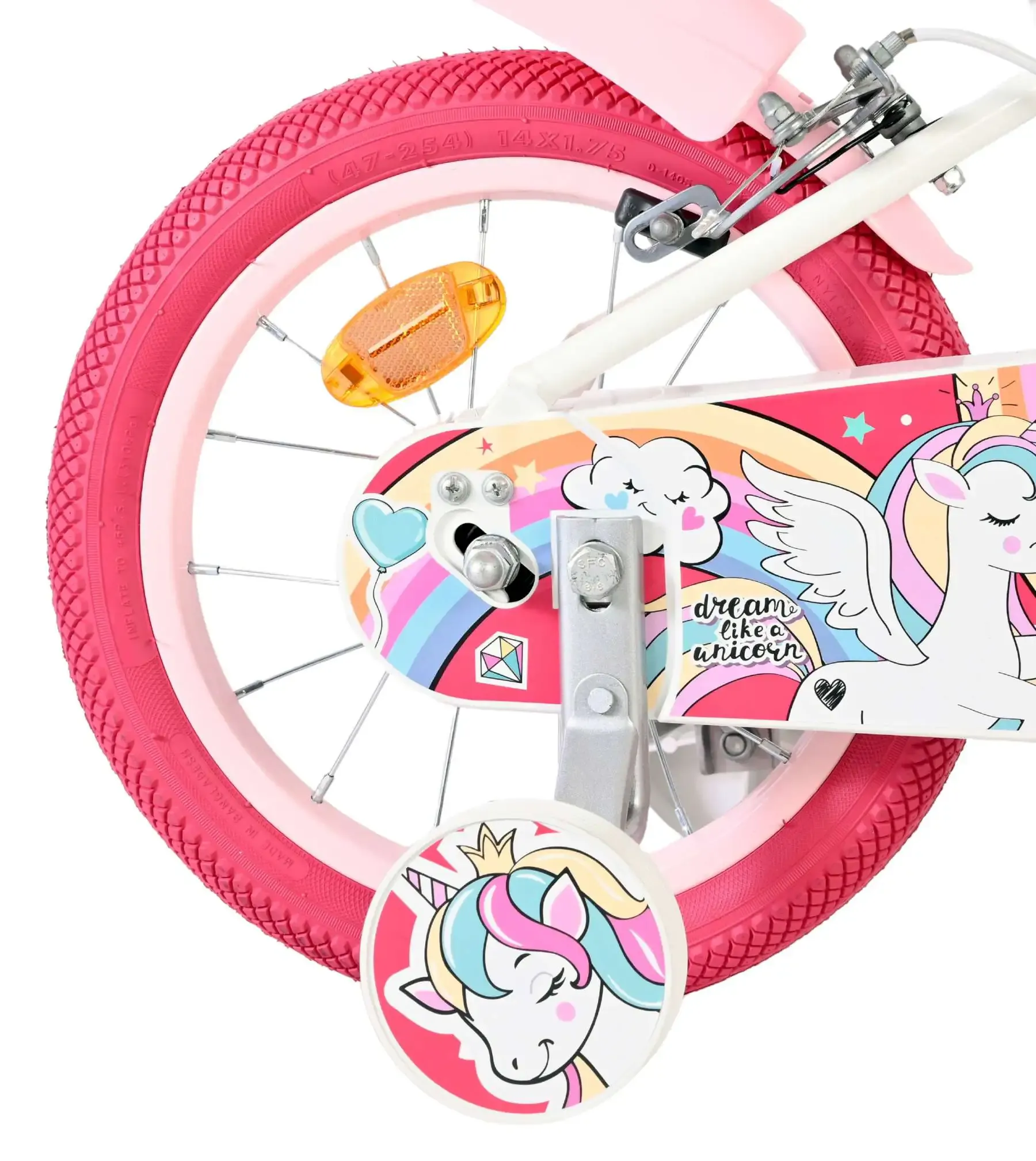 volare dječji bicikl unicorn 14″ bijele boje, s dvije ručne kočnice - slika 3