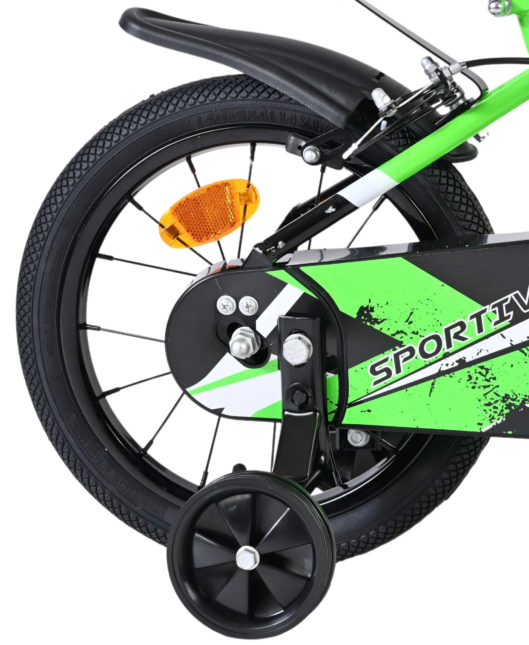 volare dječji bicikl sportivo 14″ zeleno-crne boje, s dvije ručne kočnice - slika 3