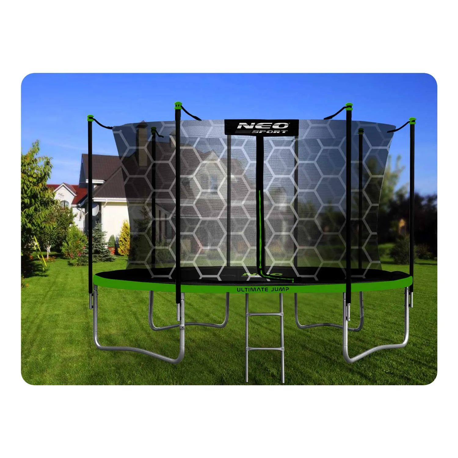 neo-sport vrtni trampolin 374 cm (12 ft) s unutarnjom mrežom i ljestvama - slika 5