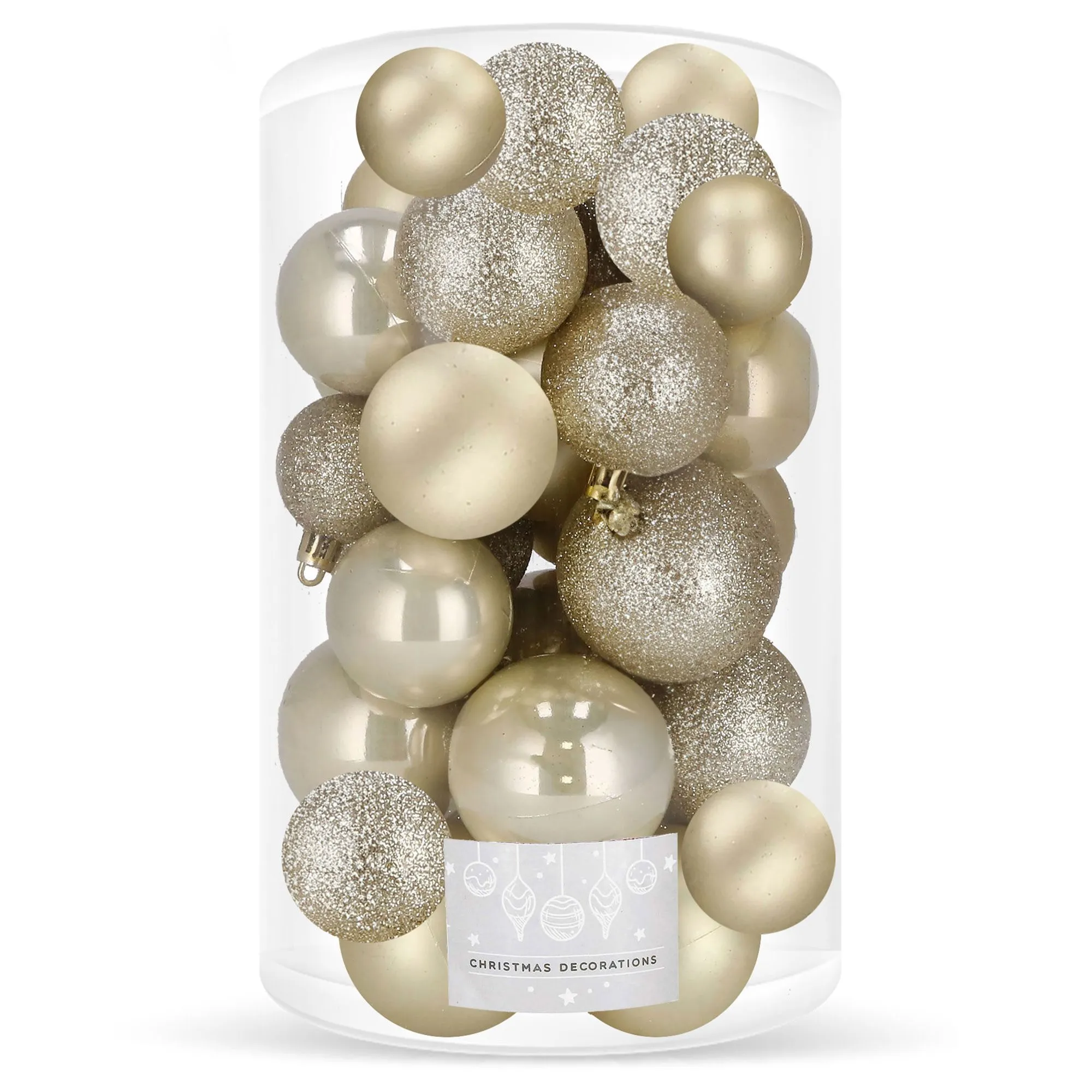 božićne kuglice 4 / 5 / 6 cm – set 30 komada zlatna - slika 9