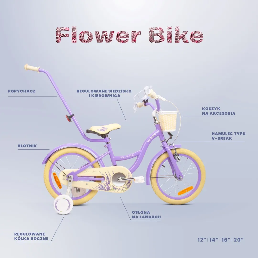dječji bicikl guralica flower 16" - lavanda - slika 6